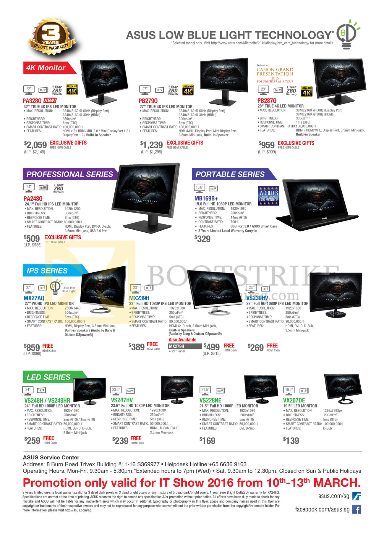 IT SHOW 2016 price list image brochure of ASUS Monitors LED IPS, PA328Q, PB279Q, PB287Q, PA248Q, MB169B+, MX27AQ, MX239H, VS239HV, MX279H, VS248H, VS248HR, VS247HV, VS228NE, VX207DE