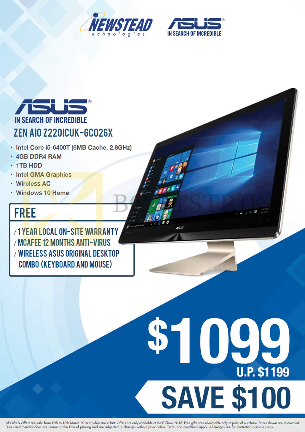IT SHOW 2016 price list image brochure of ASUS Newstead ZEN AIO Desktop PC Z220ICUK-GC026X