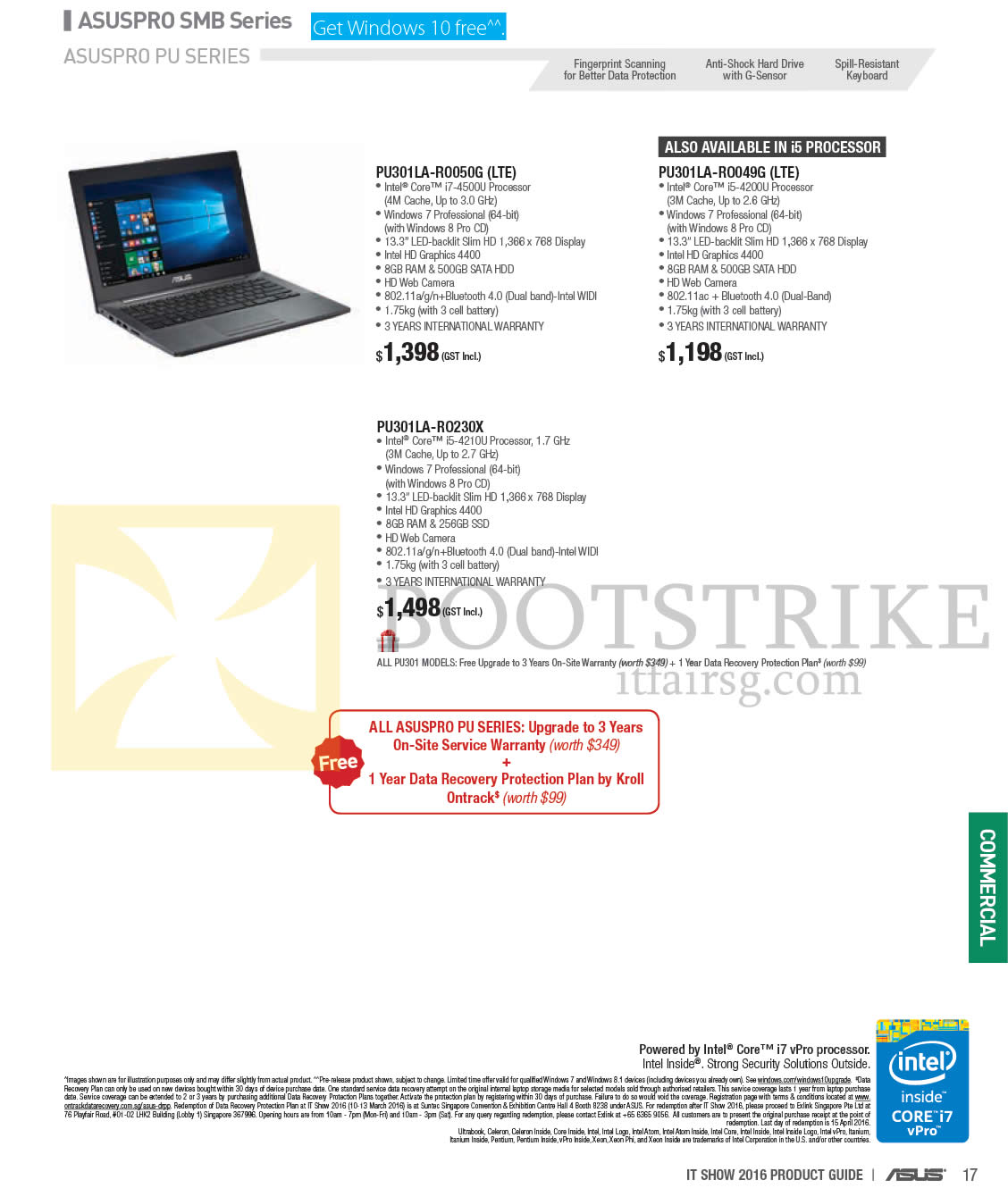 IT SHOW 2016 price list image brochure of ASUS Notebooks Asuspro PU PU301LA-RO050G, RO049G, RO230X