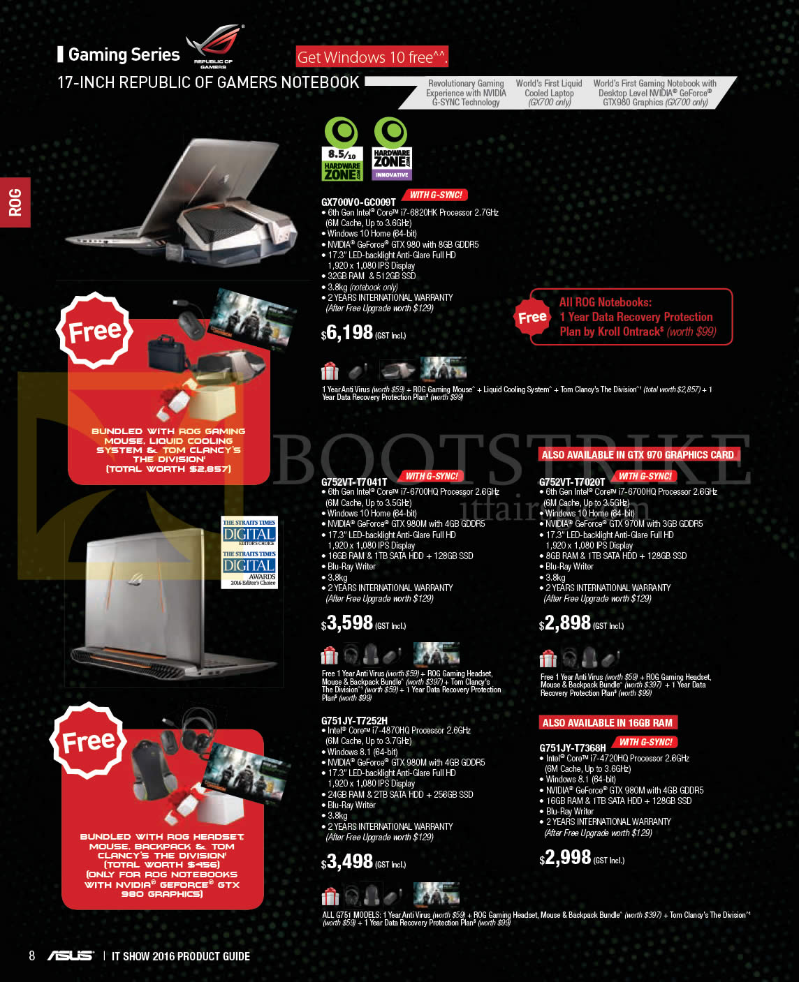 IT SHOW 2016 price list image brochure of ASUS Notebooks GX700VO-GC009T, G752VT-T7041T, G752VT-T7020T, G751JY-T7252H, G751JY-T7368H