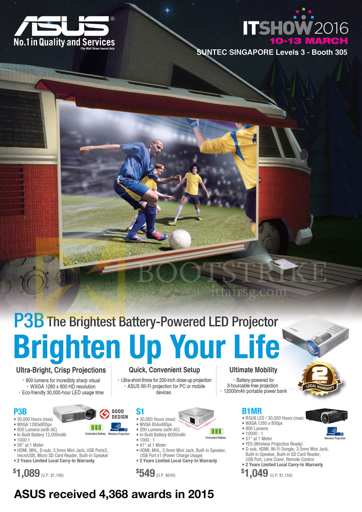 IT SHOW 2016 price list image brochure of ASUS Projectors P3B, S1, B1MR