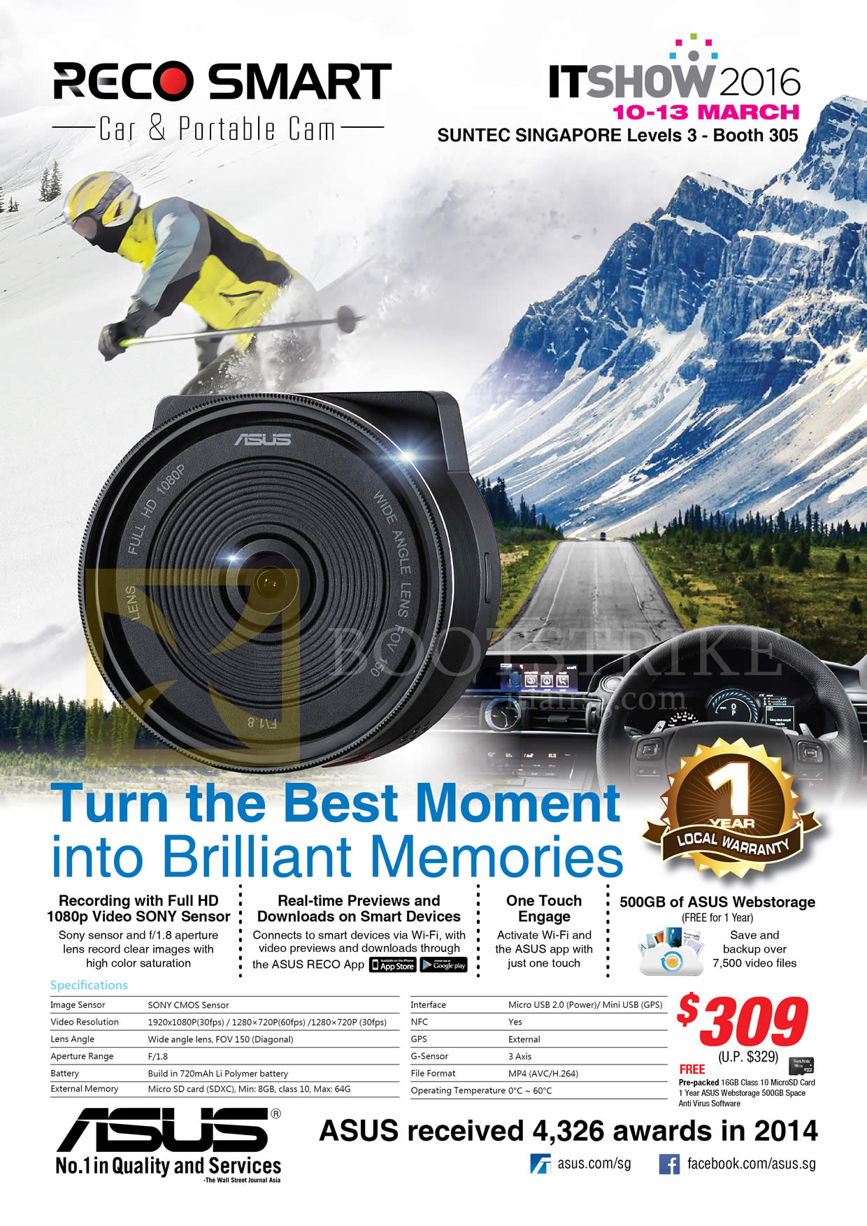 IT SHOW 2016 price list image brochure of ASUS RECO Smart Car Portable Cam