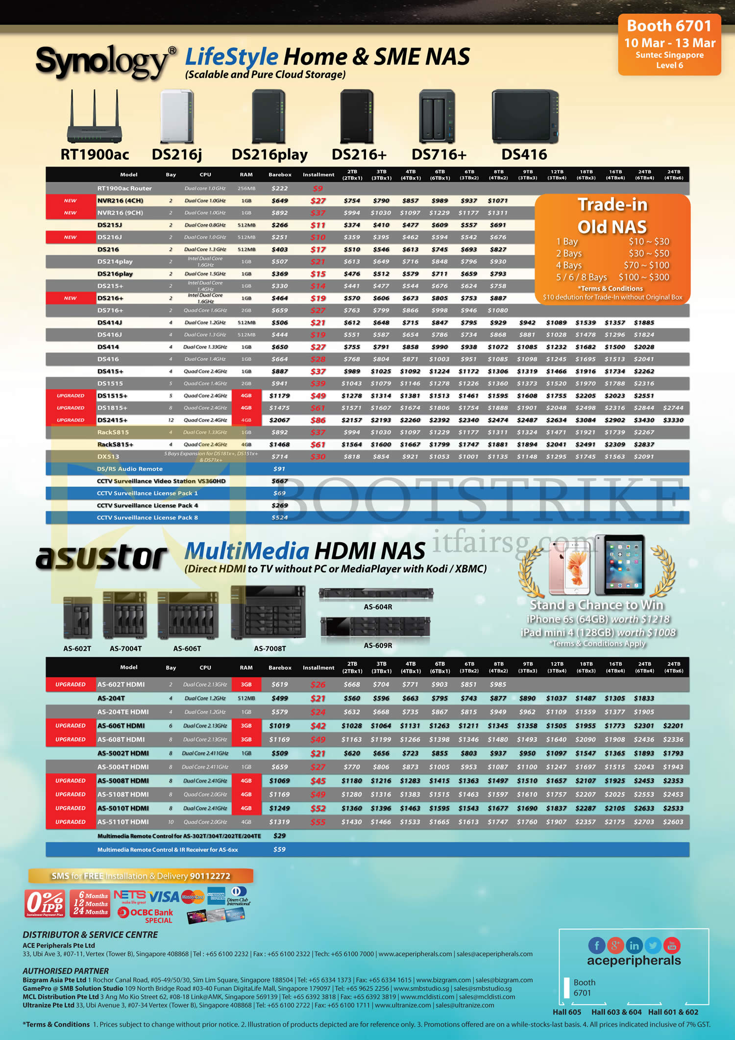 IT SHOW 2016 price list image brochure of Ace Peripherals Asustor, Synology NAS, Lifestyle SME, Multimedia HDMI