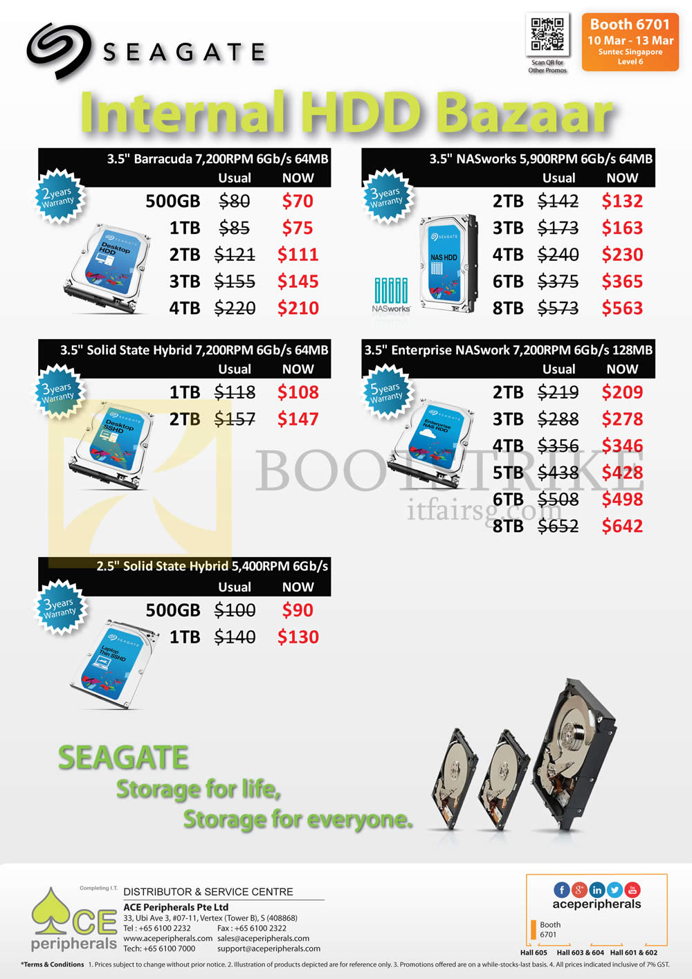 IT SHOW 2016 price list image brochure of Ace Peripherals Internal HDD Seagate Barracuda, NASworks, SSD 1TB, 2TB, 3TB, 4TB, 5TB, 6TB, 8TB