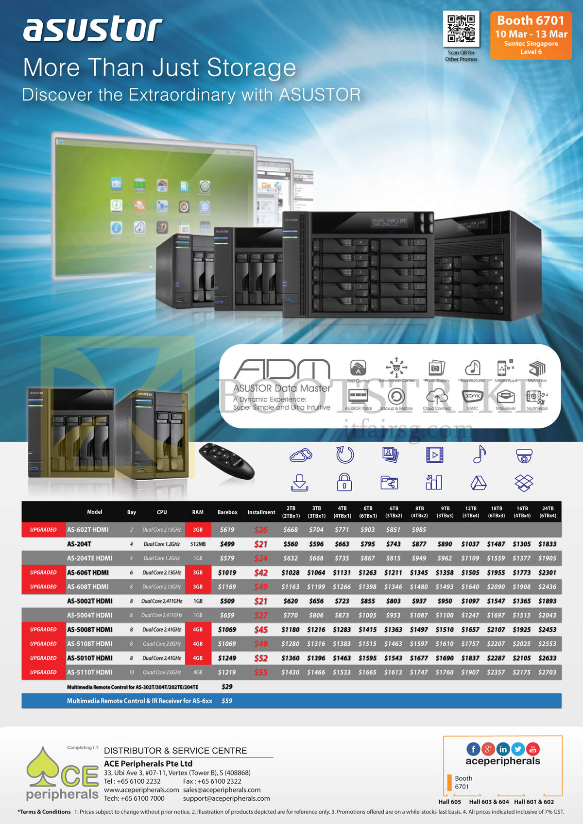 IT SHOW 2016 price list image brochure of Ace Peripherals NAS Asustor AS 202T, 202TE, 204T, 204TE, 302T, 304T, 602T, 604T, 606T, 608T, 7004T, 7008T, 7010T