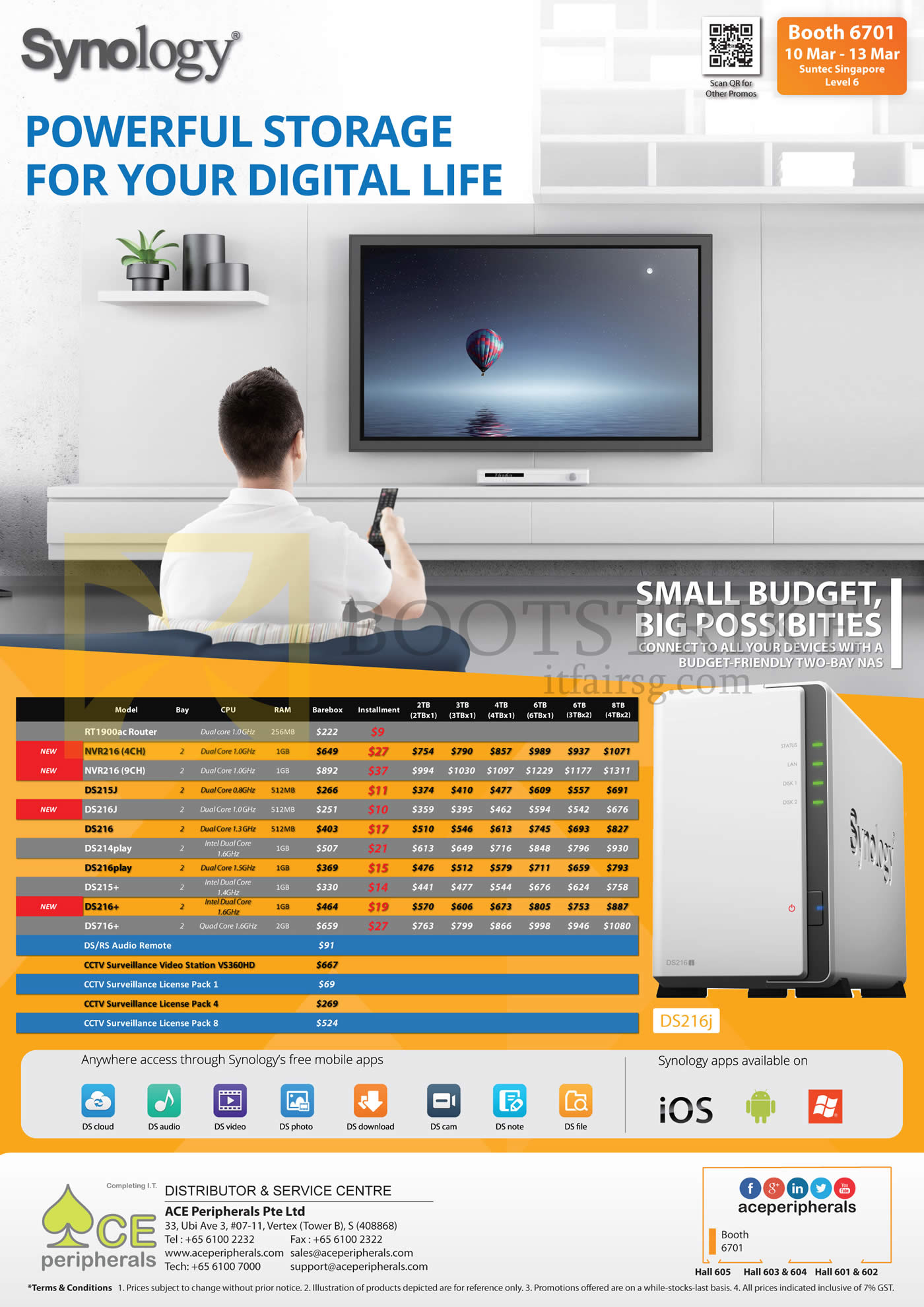 IT SHOW 2016 price list image brochure of Ace Peripherals Synology NAS RT1900ac NVR216 DS215J DS216J DS216 DS216Plus DS214play DS215play DS716Plus CCTV License