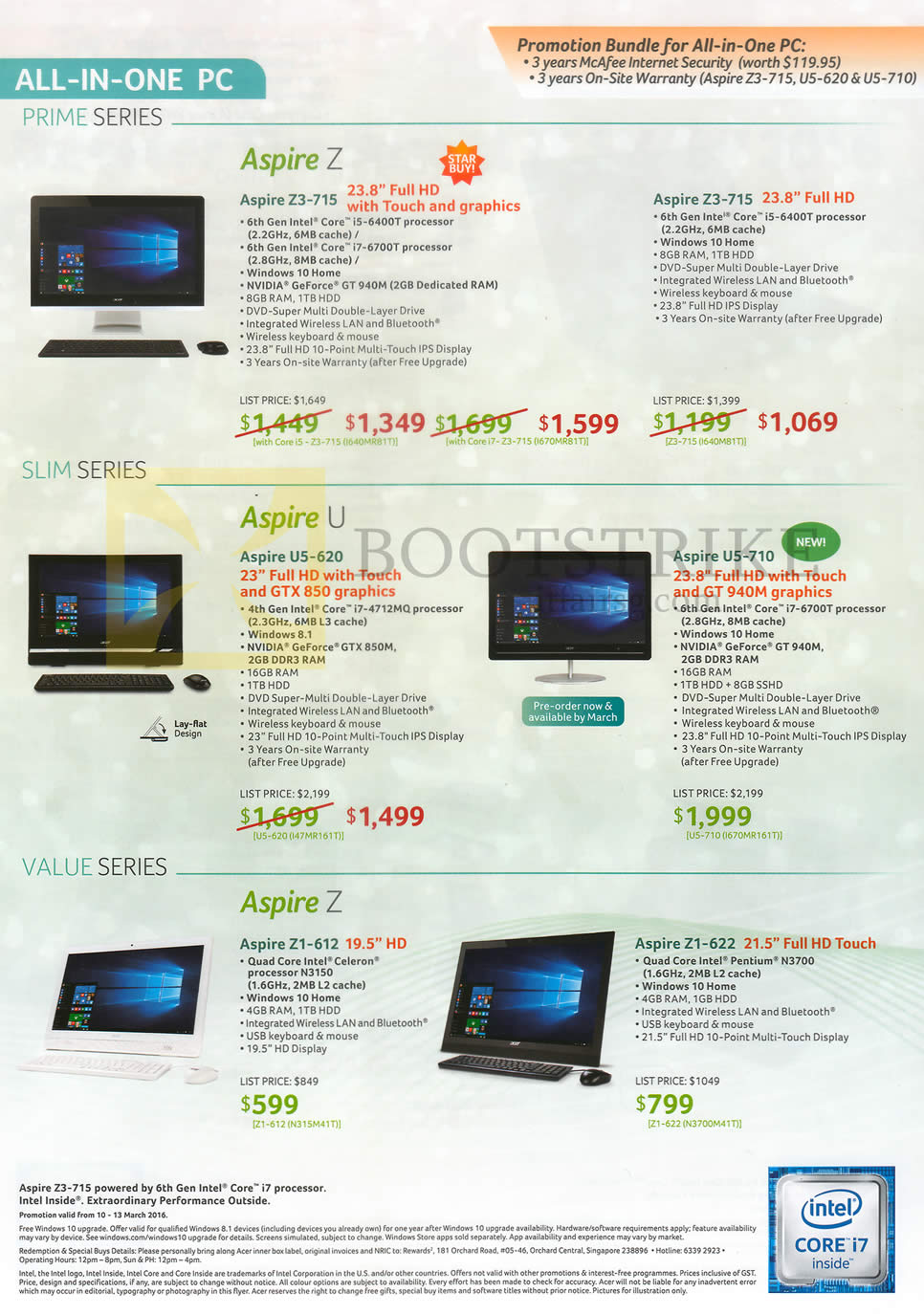 IT SHOW 2016 price list image brochure of Acer AIO Desktop PCs Prime, Slim, Value Series, Aspire Z, U, Z