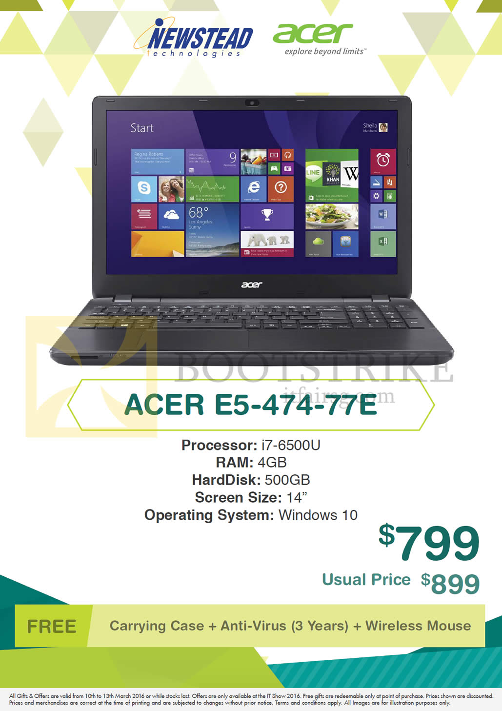 IT SHOW 2016 price list image brochure of Acer Newstead Notebook E5-474-77E