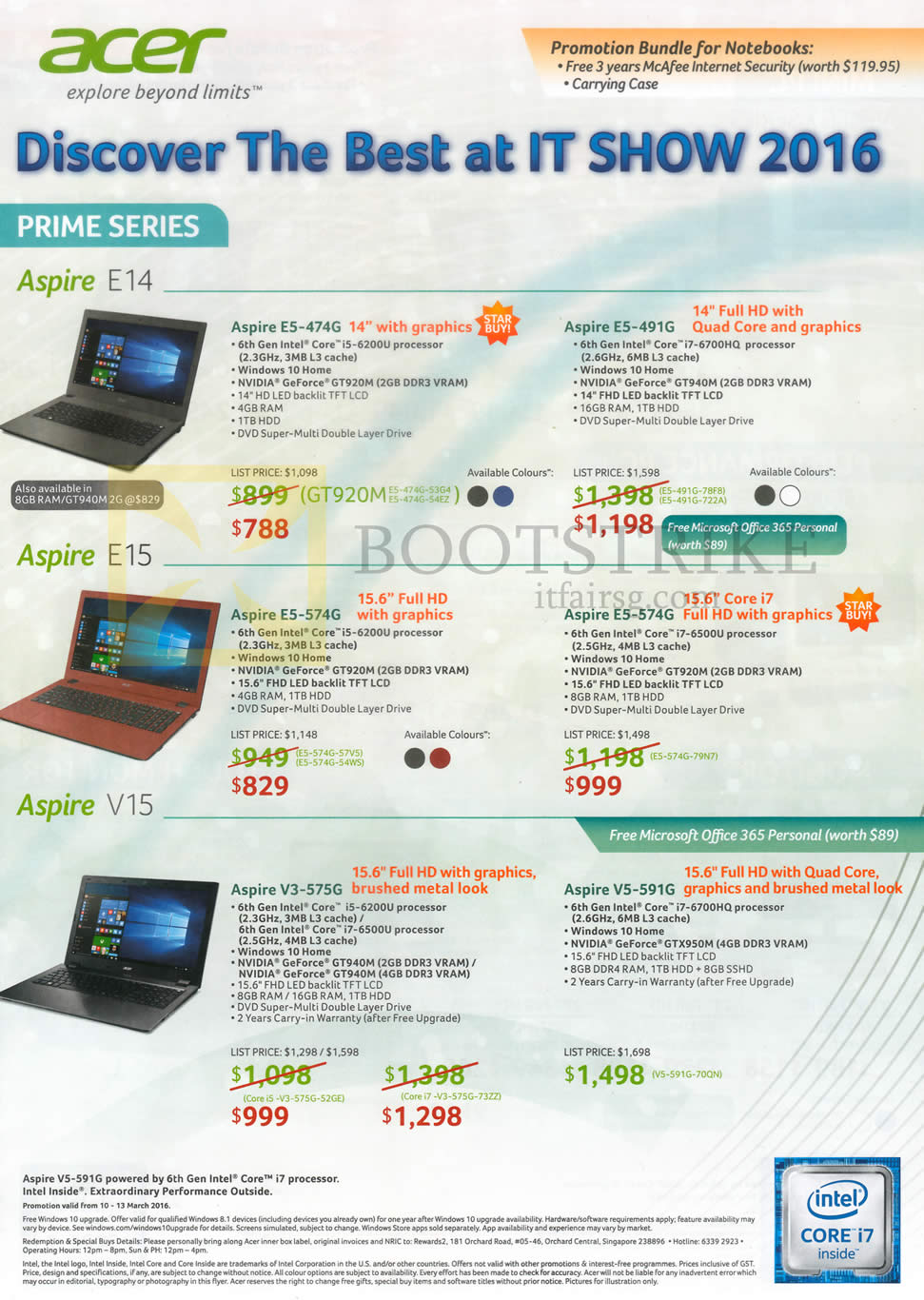 IT SHOW 2016 price list image brochure of Acer Notebooks Prime Series Aspire E14, E15, V15