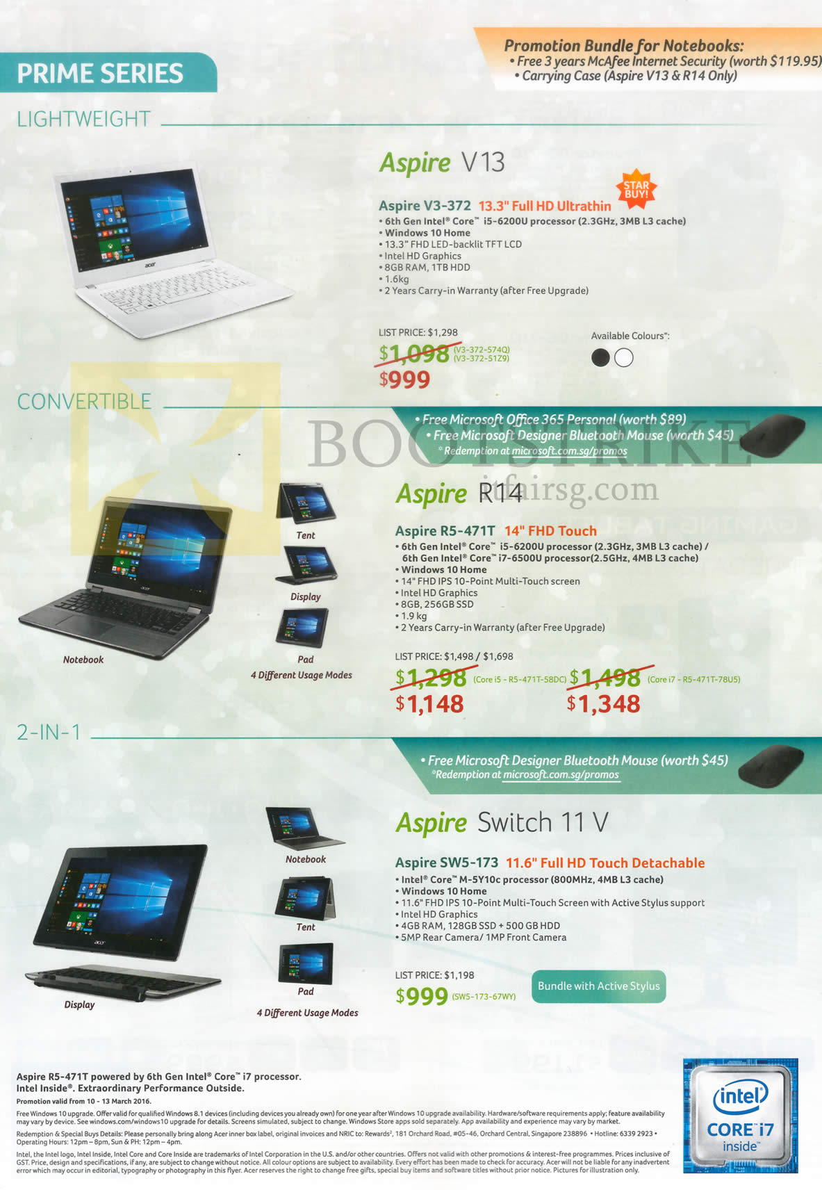 IT SHOW 2016 price list image brochure of Acer Notebooks Prime Series Aspire V13, R14, Switch 11 V