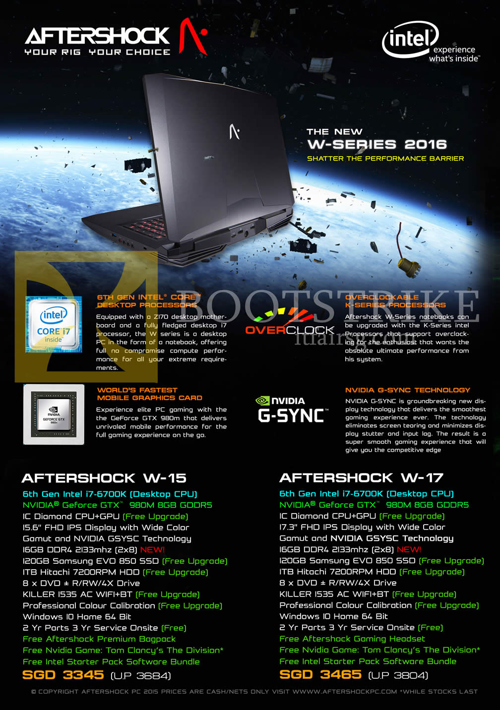 IT SHOW 2016 price list image brochure of Aftershock Notebooks W-Series W-15 W-17