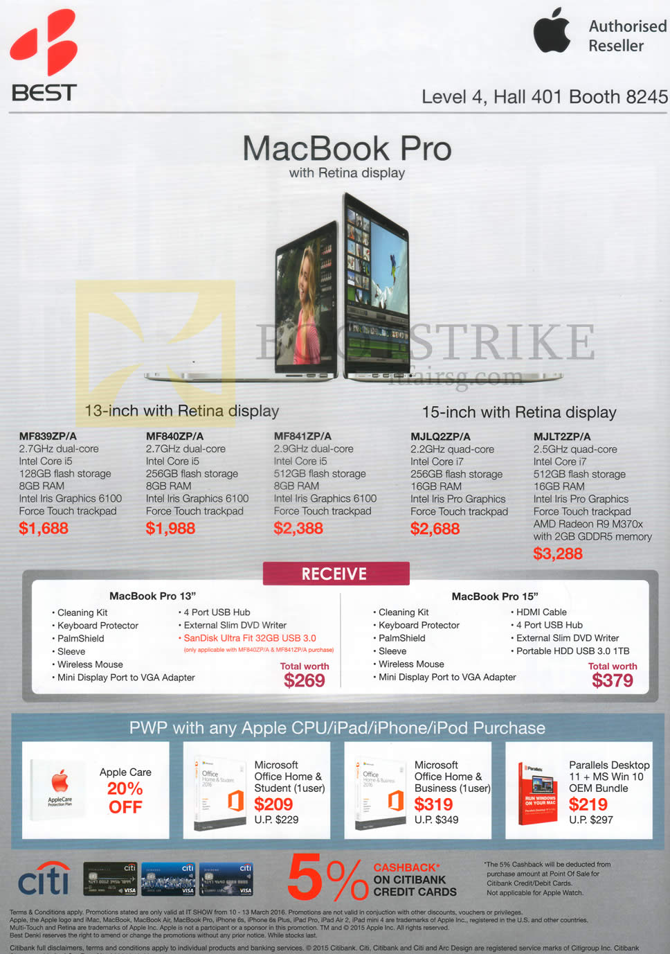 IT SHOW 2016 price list image brochure of Best Denki Apple MacBook Pro Notebooks, 13 Inch, 15 Inch
