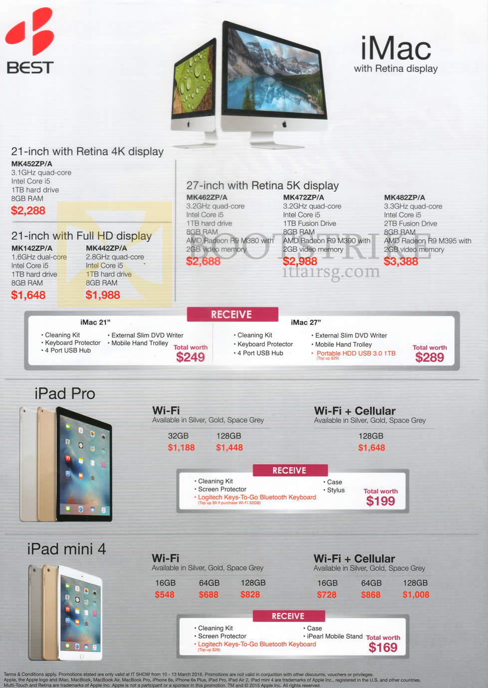 IT SHOW 2016 price list image brochure of Best Denki Apple IMac With Retina Display Desktop PC, IPad Pro Tablets, IPad Mini 4