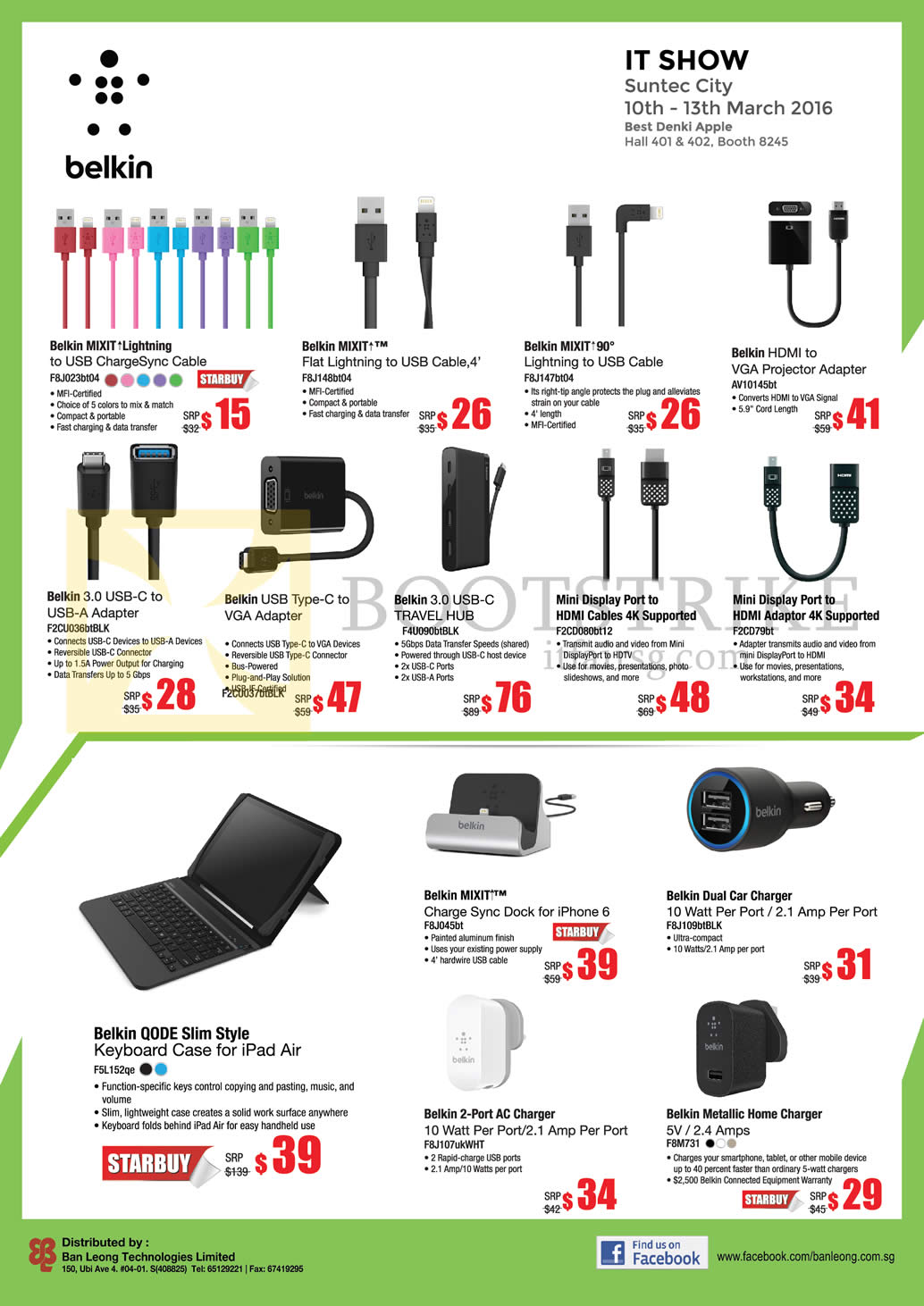 IT SHOW 2016 price list image brochure of Best Denki Belkin Lightning Cables, Keyboard Case, AC Charger, Car Charger, Home Charger, Belkin Mixit, 90, QODE