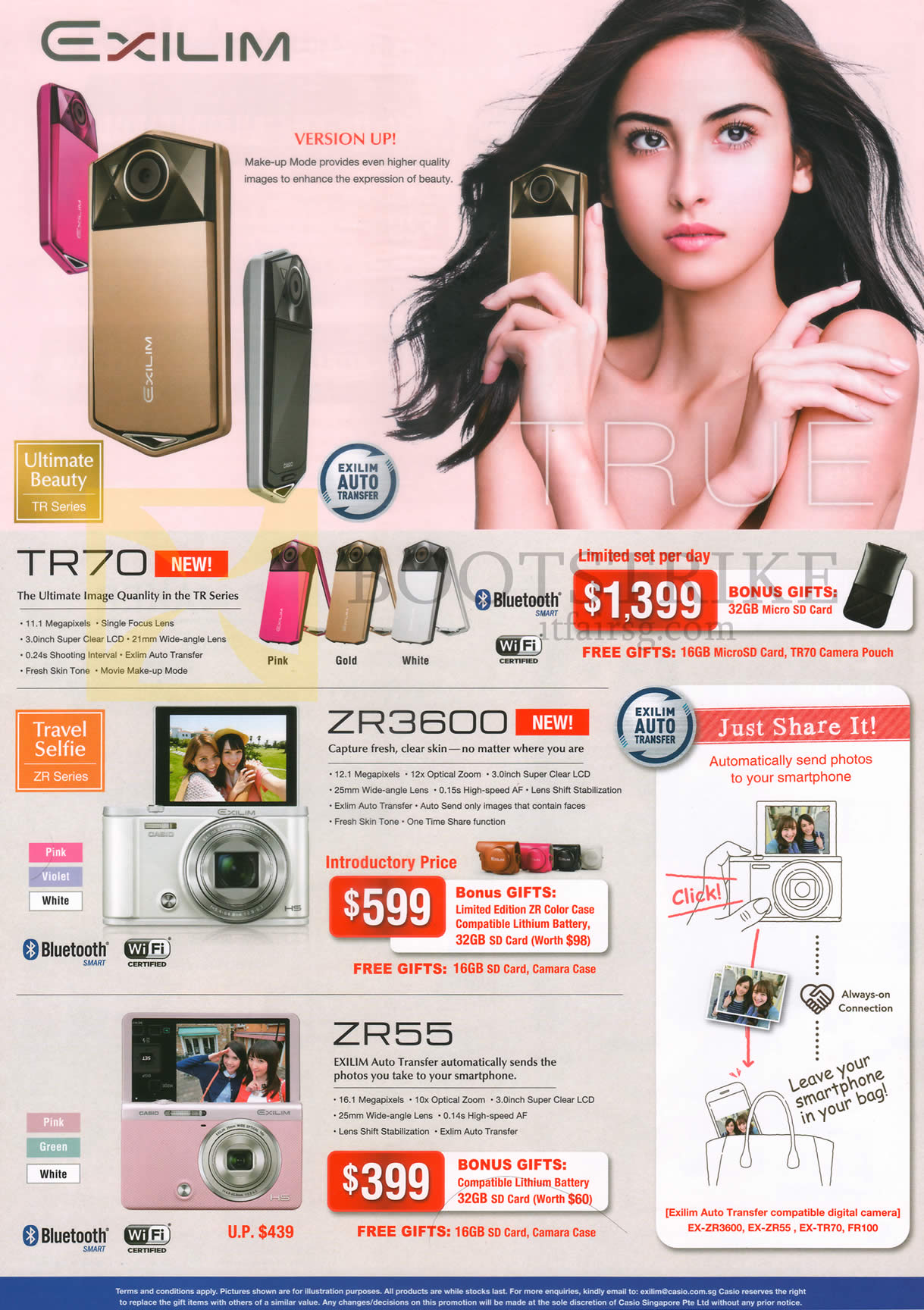 IT SHOW 2016 price list image brochure of Casio Exilim Digital Cameras TR70, ZR3600, ZR55