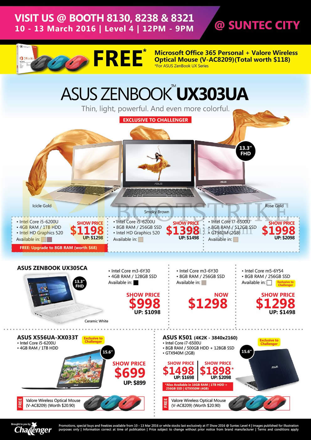 IT SHOW 2016 price list image brochure of Challenger Notebooks ASUS Zenbox UX303UA, UX305CA, X556UA-XX033T, K501