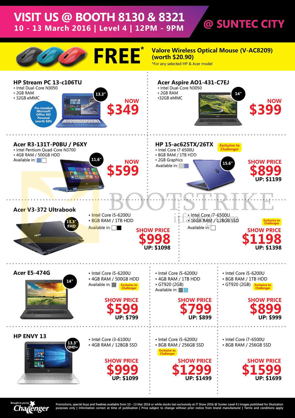 IT SHOW 2016 price list image brochure of Challenger Notebooks HP Stream, Envy, Acer Aspire V3 R3 E5