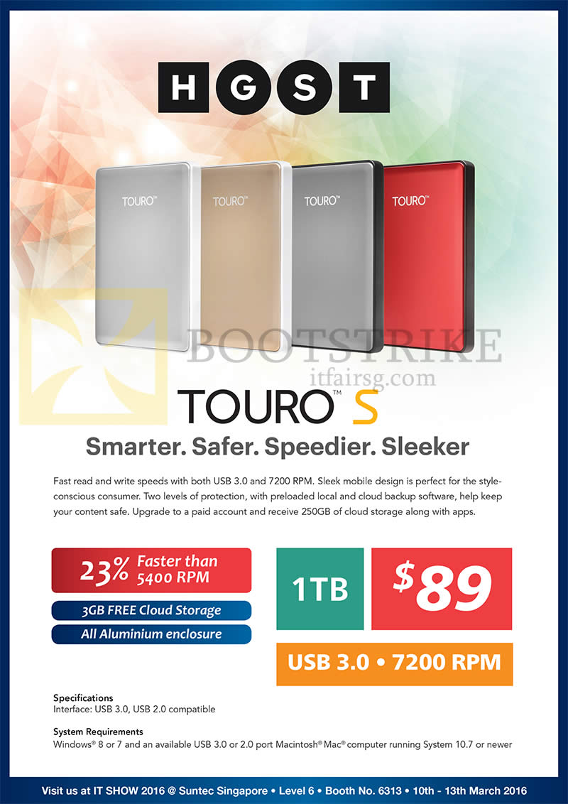 IT SHOW 2016 price list image brochure of Convergent HGST Touro S 1TB