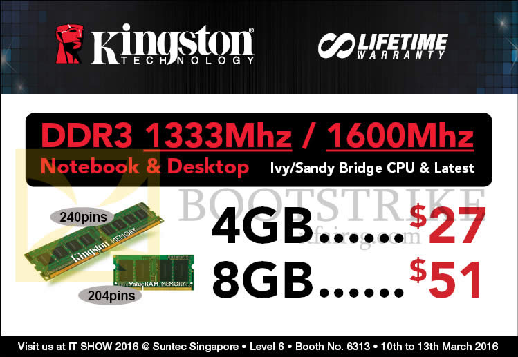 IT SHOW 2016 price list image brochure of Convergent Kingston RAM DDR3 4GB, 8GB