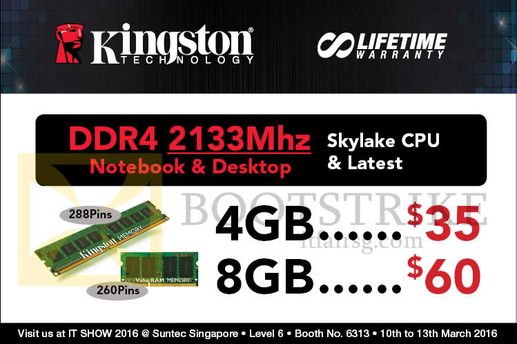 IT SHOW 2016 price list image brochure of Convergent Kingston RAM DDR4 4GB, 8GB