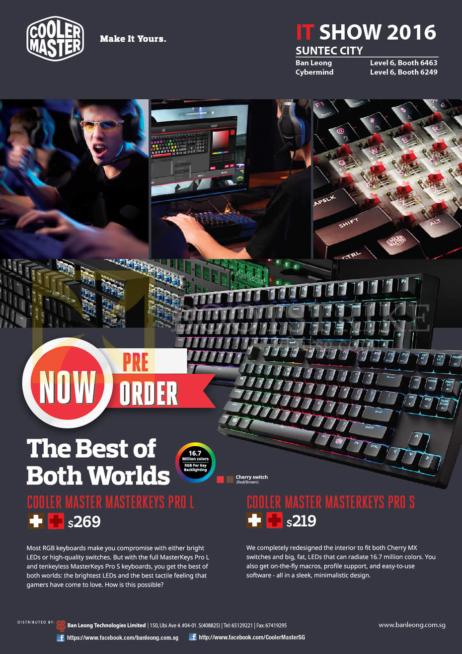 IT SHOW 2016 price list image brochure of Cooler Master Keyboards Mechanical Masterkeys Pro L, Pro S
