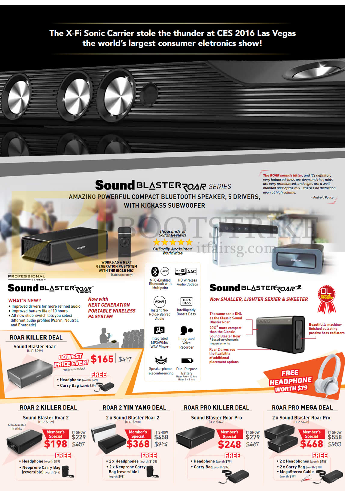 IT SHOW 2016 price list image brochure of Creative Speaker Systems, Sound Blaster Roar Series, Pro, Roar 2