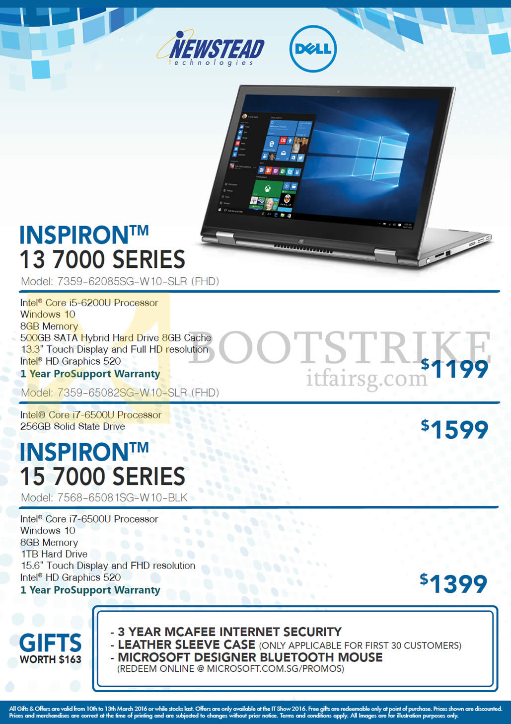 IT SHOW 2016 price list image brochure of Dell Newstead Inspiron Notebooks 13 7000, 15 7000 Series