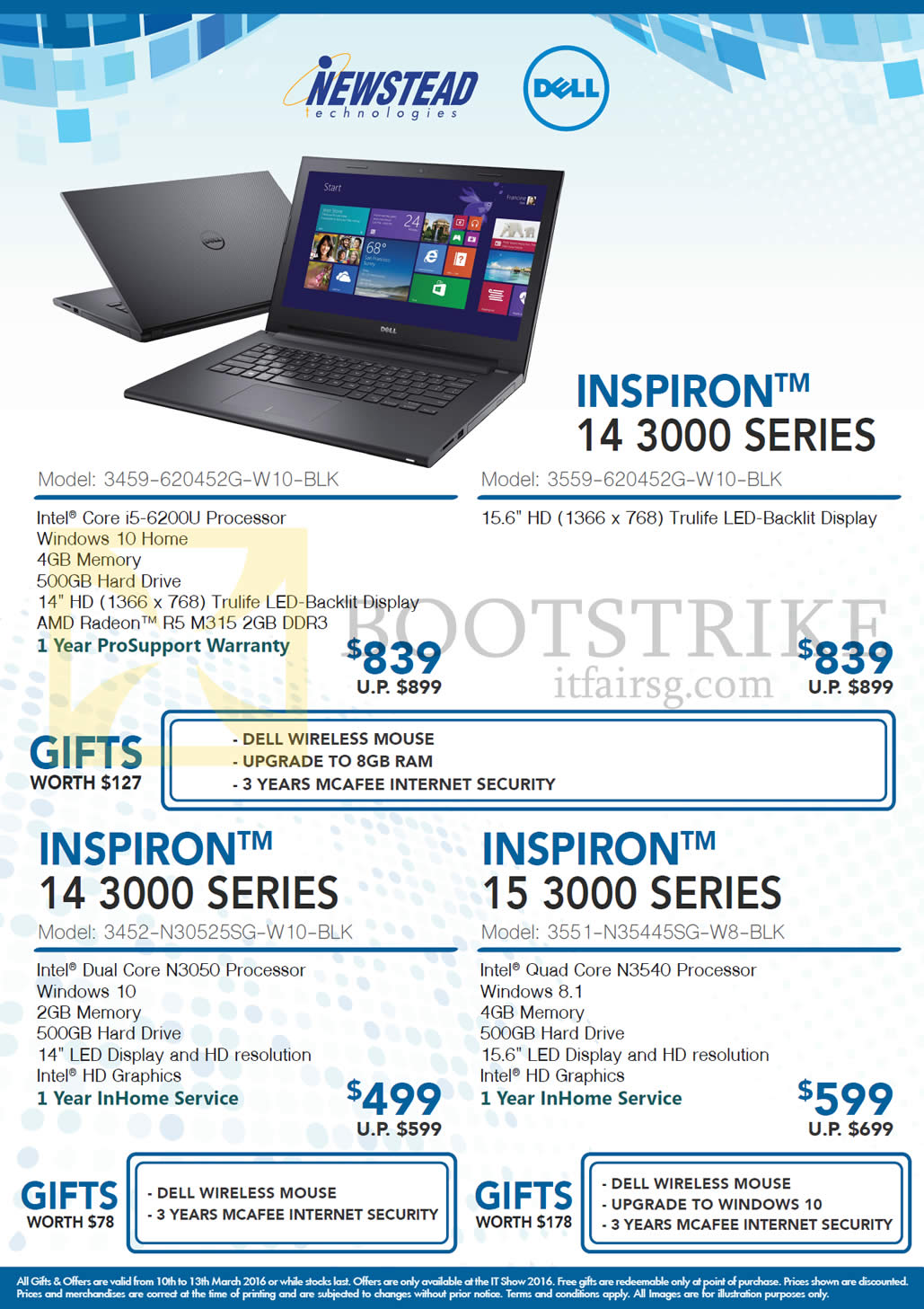 IT SHOW 2016 price list image brochure of Dell Newstead Notebooks Inspiron 14 3000, 15 3000 Series