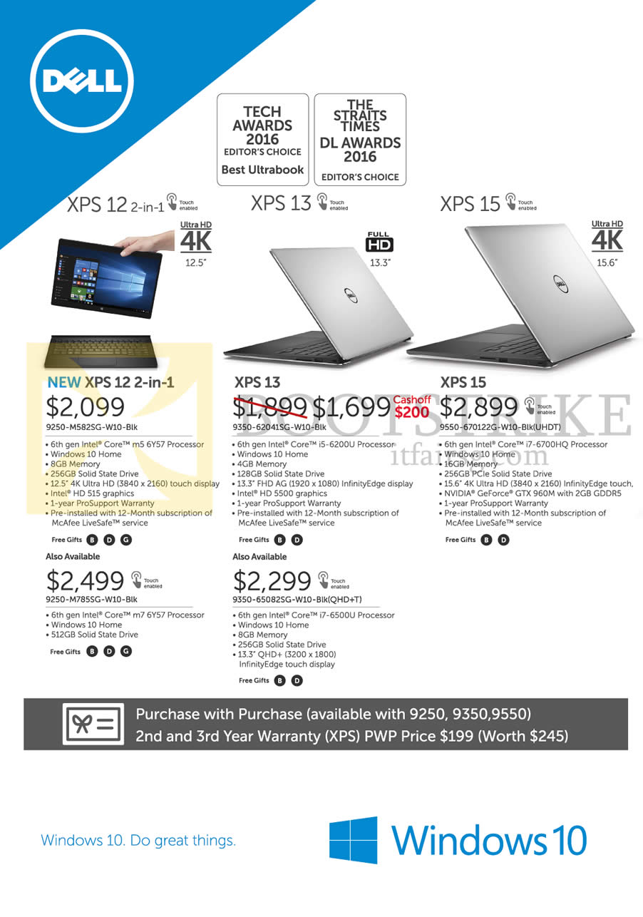 IT SHOW 2016 price list image brochure of Dell Notebooks XPS 12, 13, 15