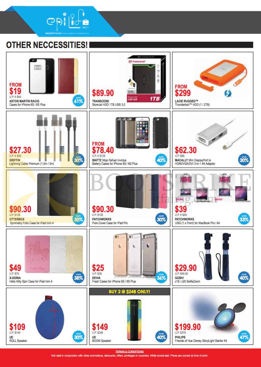 IT SHOW 2016 price list image brochure of Epicentre Accessories Aston Martin, Transcend, Lacie, Griffin, Goshi, Philips, Ultimate Ears