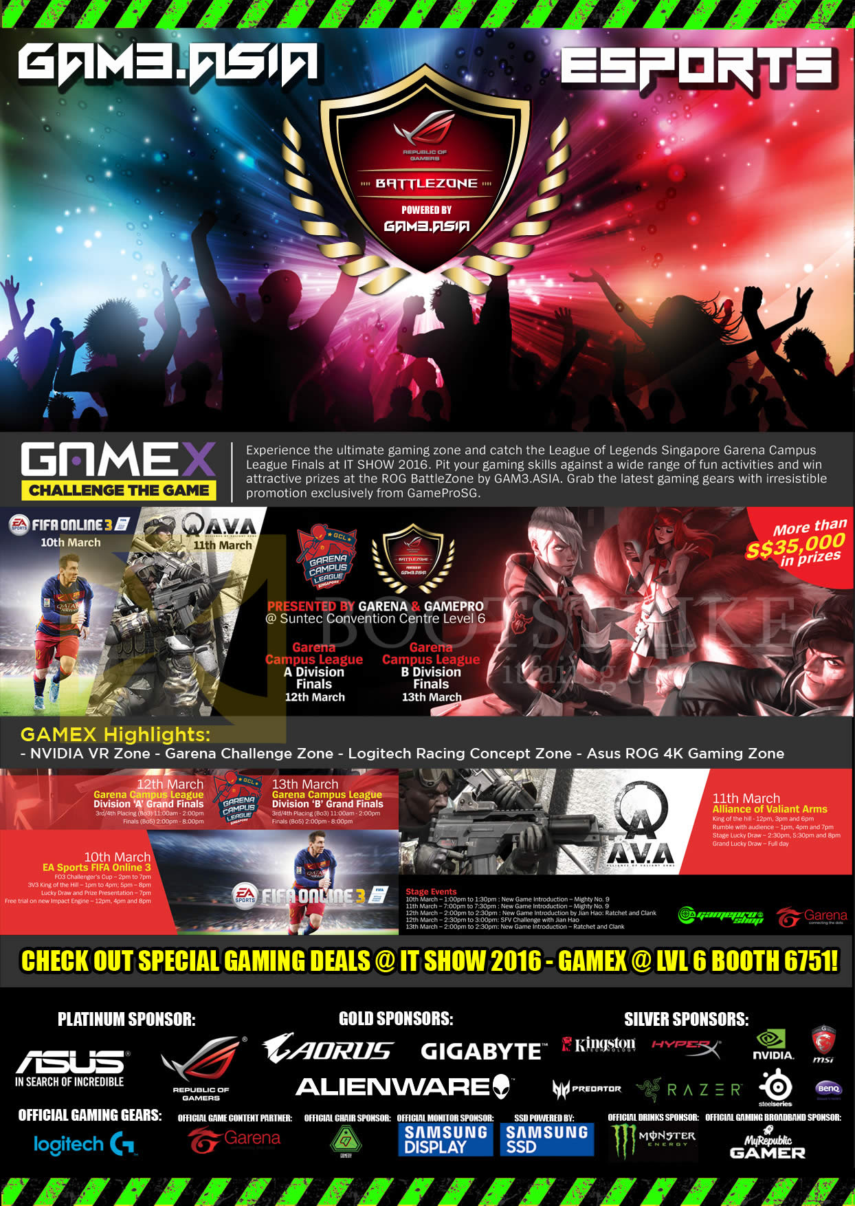 IT SHOW 2016 price list image brochure of Gamepro Gamex Garena Campus League Finals, Nvidia VR Zone, Logitech Racing, ASUS ROG 4K