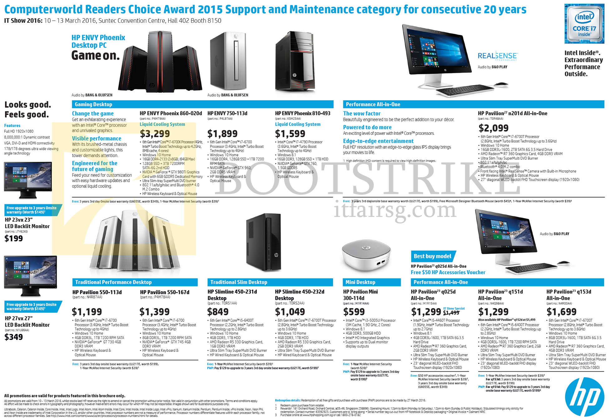 IT SHOW 2016 price list image brochure of HP Desktop PCs Envy Phoenix, Envy, Pavilion, Slimline, Pavilion Mini