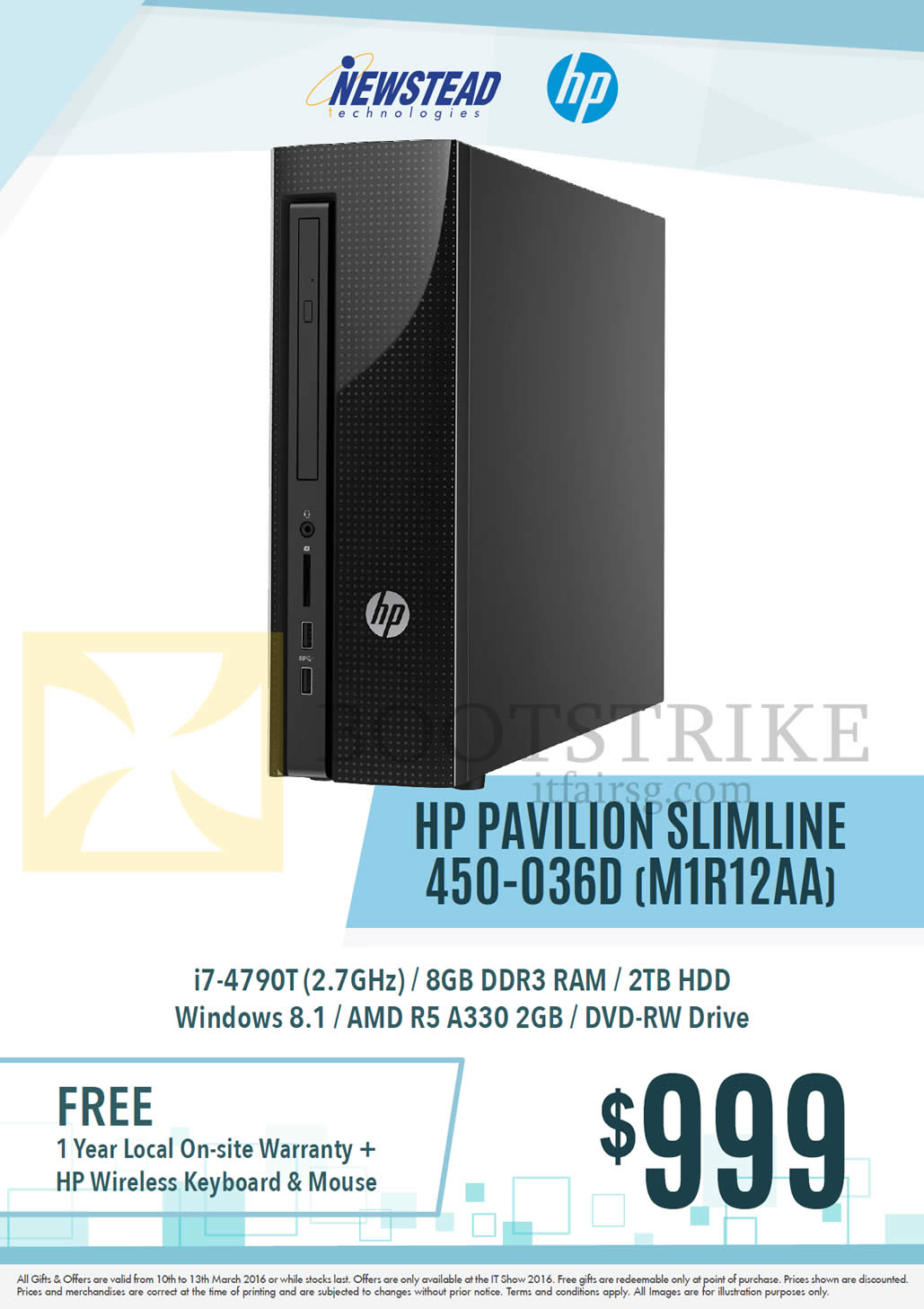 IT SHOW 2016 price list image brochure of HP Newstead Desktop PC Pavilion Slimline 450-036D M1R12AA