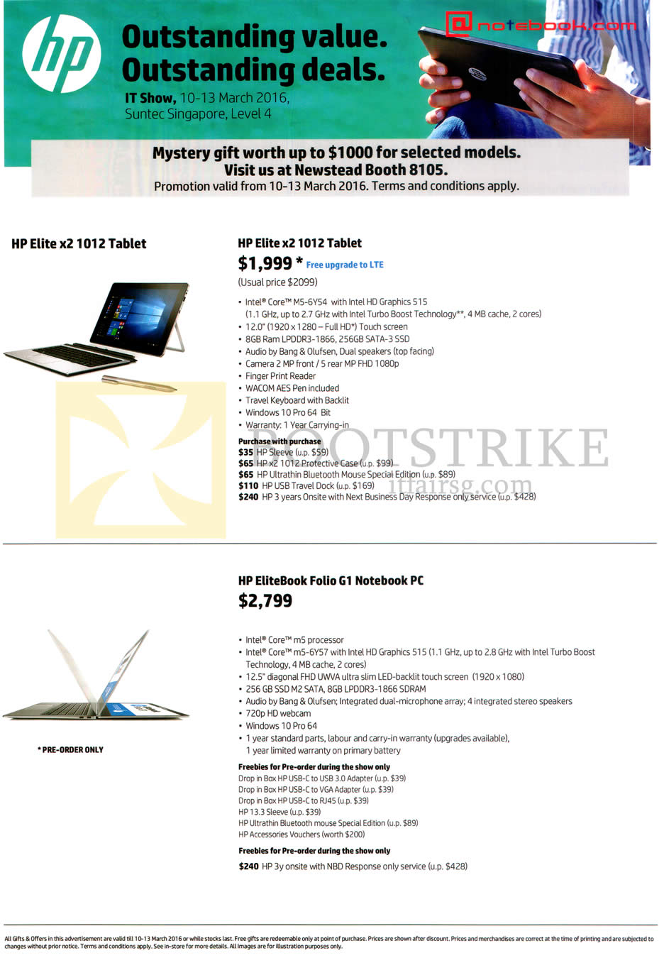 IT SHOW 2016 price list image brochure of HP Notebook.com Notebooks Elite X2 1012, Elitebook Folio G1