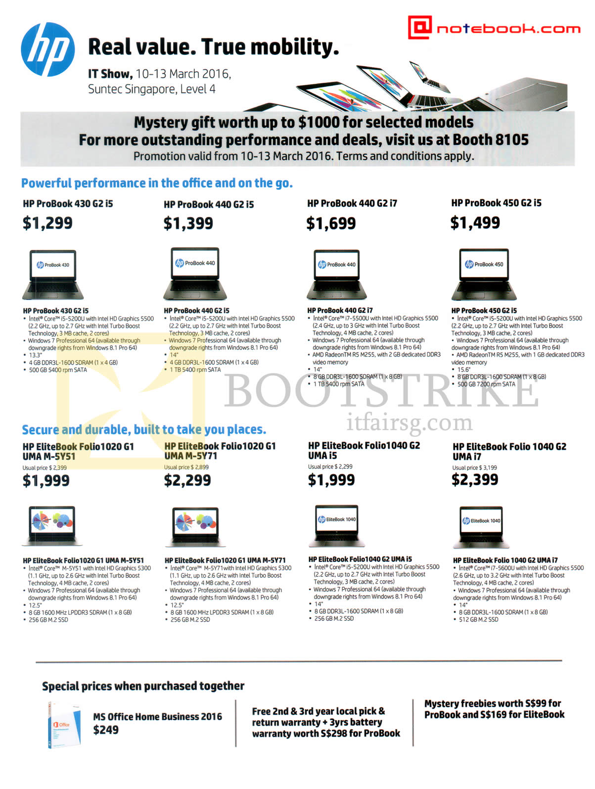 IT SHOW 2016 price list image brochure of HP Notebook.com Notebooks Probook 430 G2, 440 G2, 450 G2, EliteBook Folio 1020 G1, 1040 G2