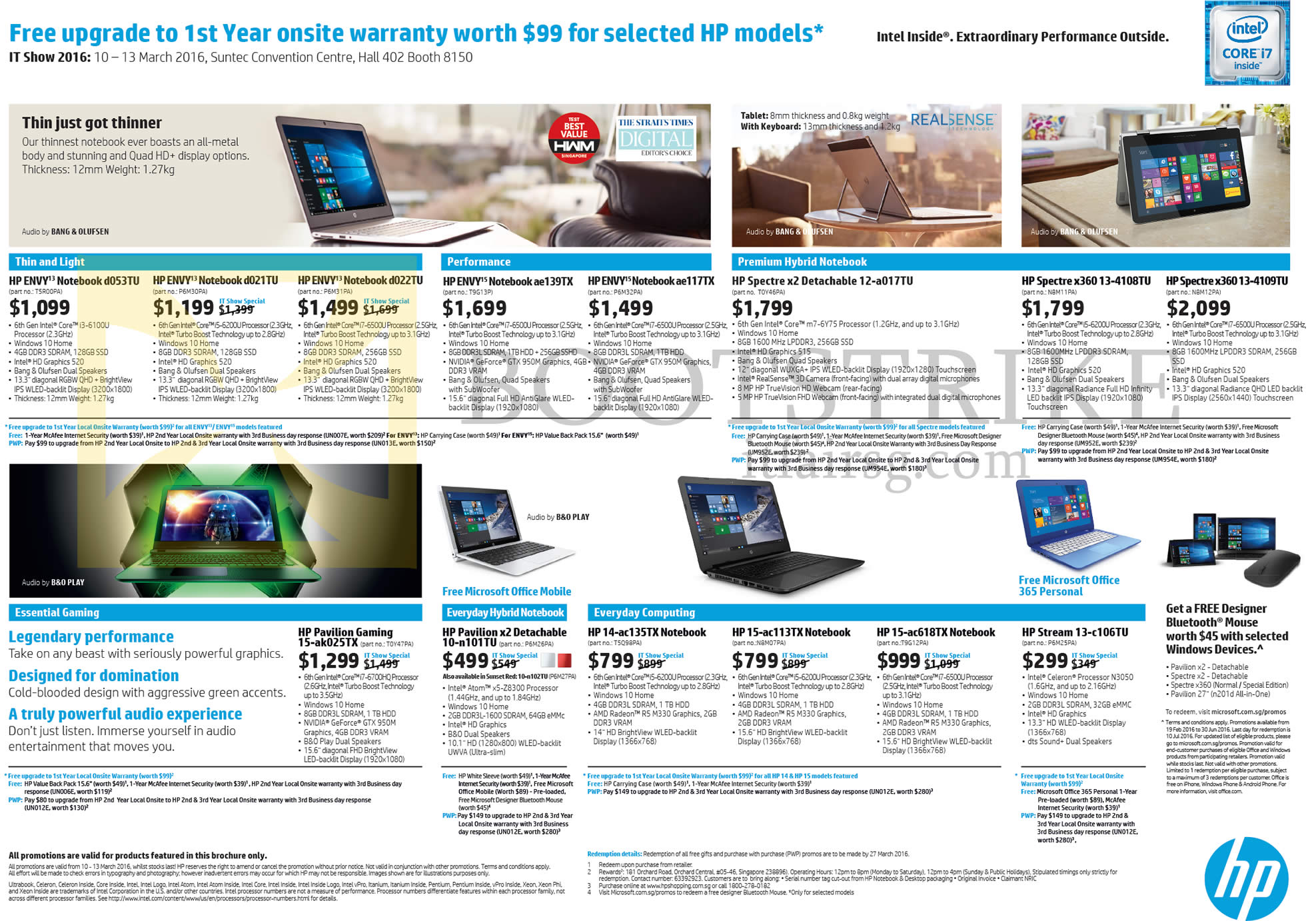 IT SHOW 2016 price list image brochure of HP Notebooks Envy, Spectre X2, Spectre X360, Gaming, Detachable, Stream