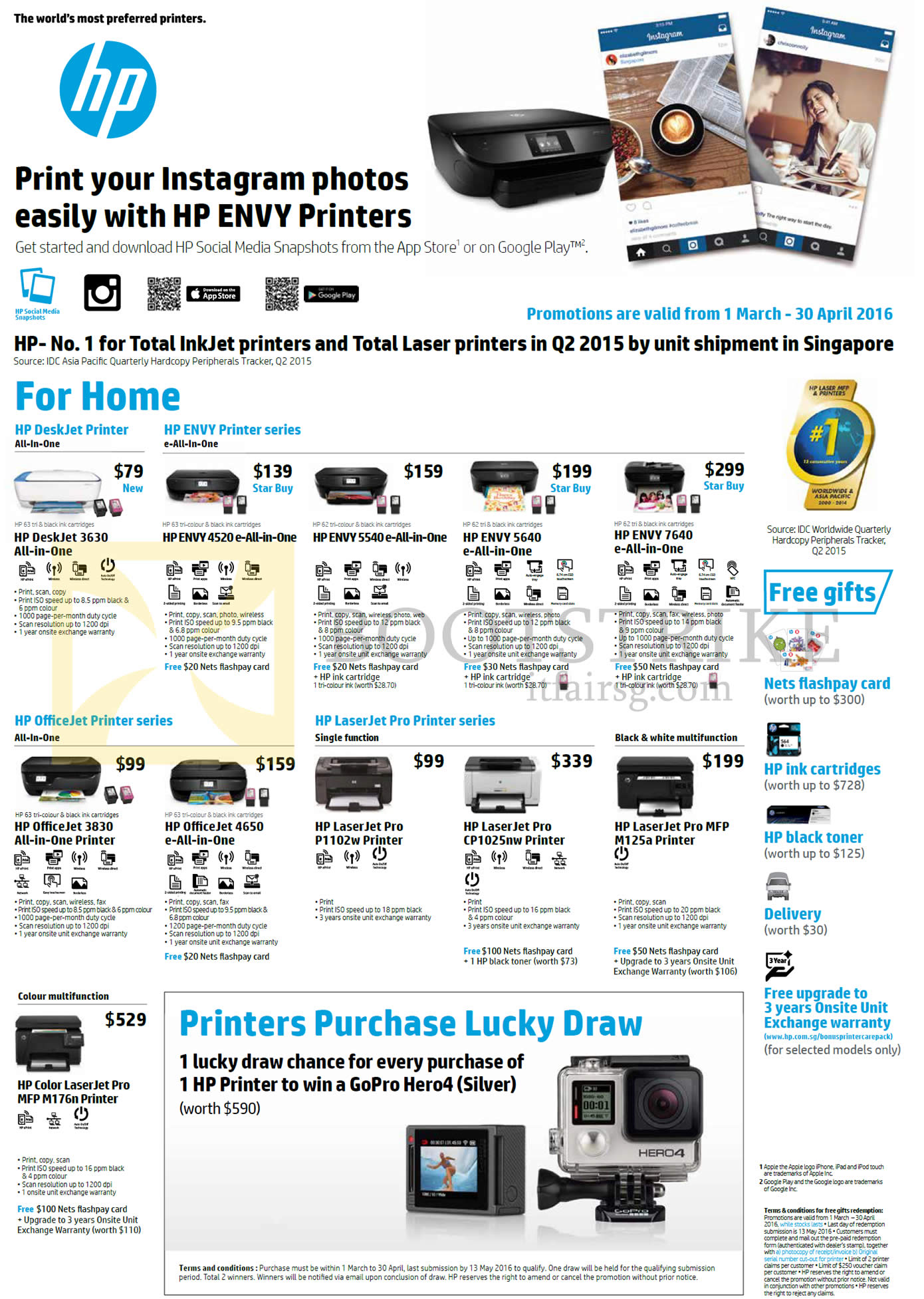 IT SHOW 2016 price list image brochure of HP Printers Deskjet, Envy E-All-In-One, Officejet, Laserjet Pro, Free Gifts, 3630 4520 5540 5640 7640 3830 4650