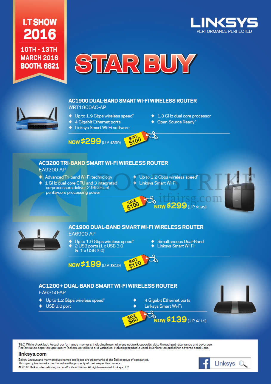 IT SHOW 2016 price list image brochure of Linksys Networking Wireless Routers WRTAC1900, AC3200, AC1900, AC1200 Plus