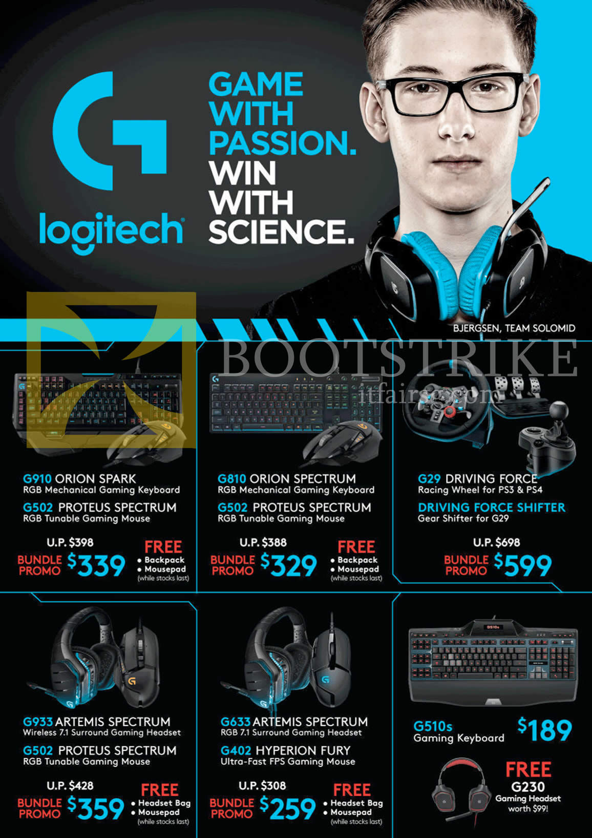 IT SHOW 2016 price list image brochure of Logitech Gaming Keyboards, Mouse, G910, G502, G810, G29, G933, G633, G402, G510s