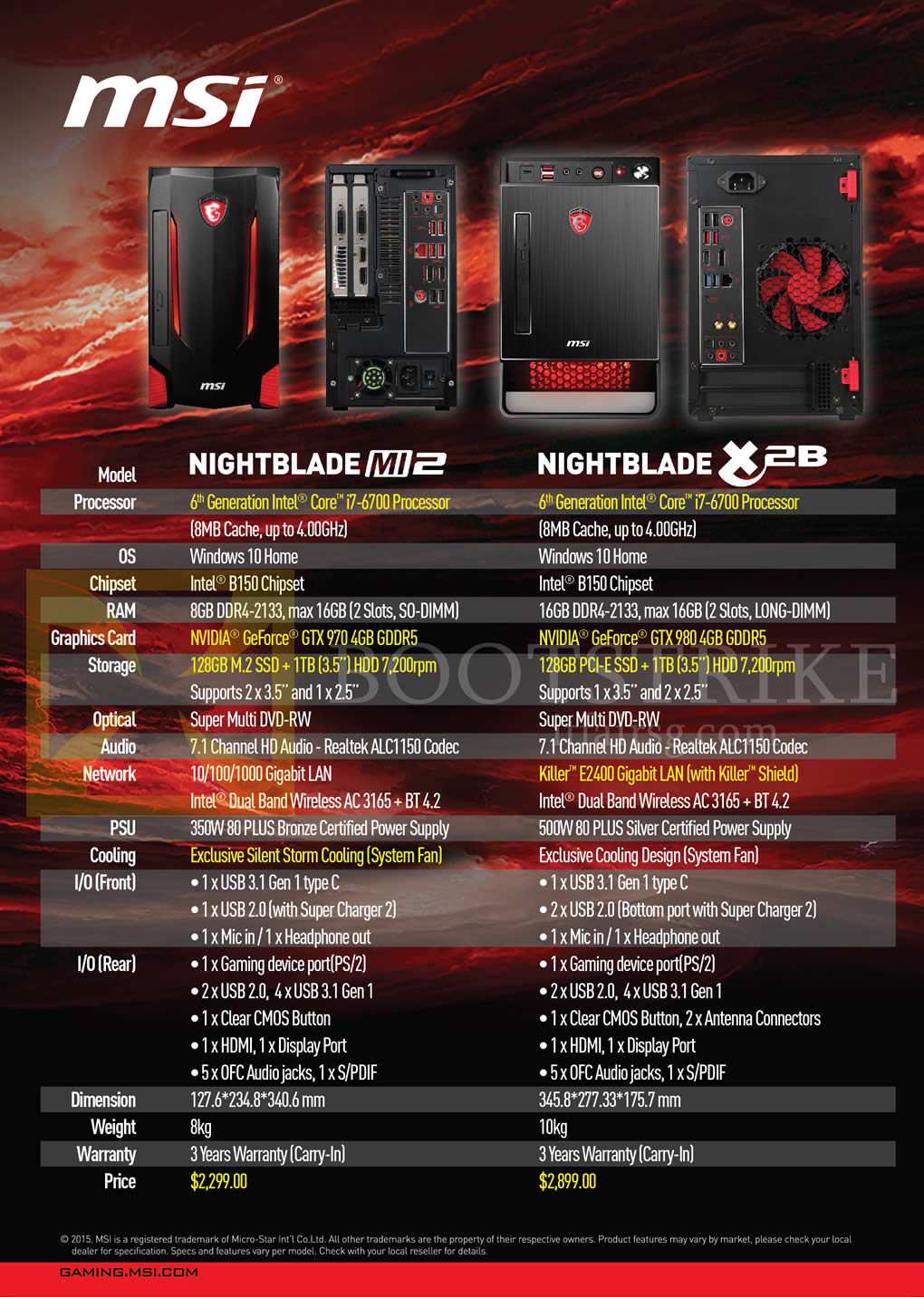 IT SHOW 2016 price list image brochure of MSI Desktop PCs Features Nightblade X2B, MI2