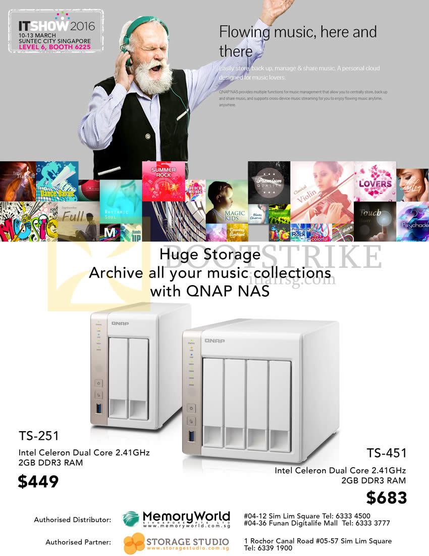IT SHOW 2016 price list image brochure of Memory World Qnap Music NAS TS-251, TS-451