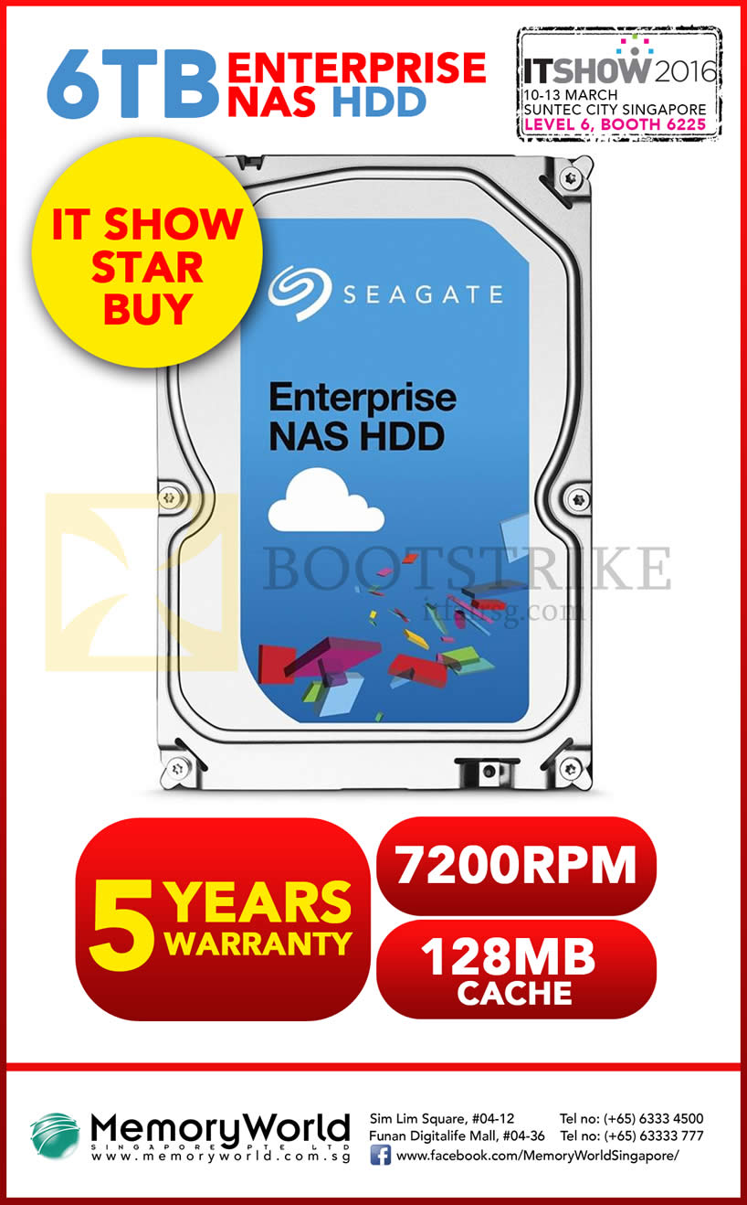 IT SHOW 2016 price list image brochure of Memory World Seagate 6TB Enterprise NAS HDD