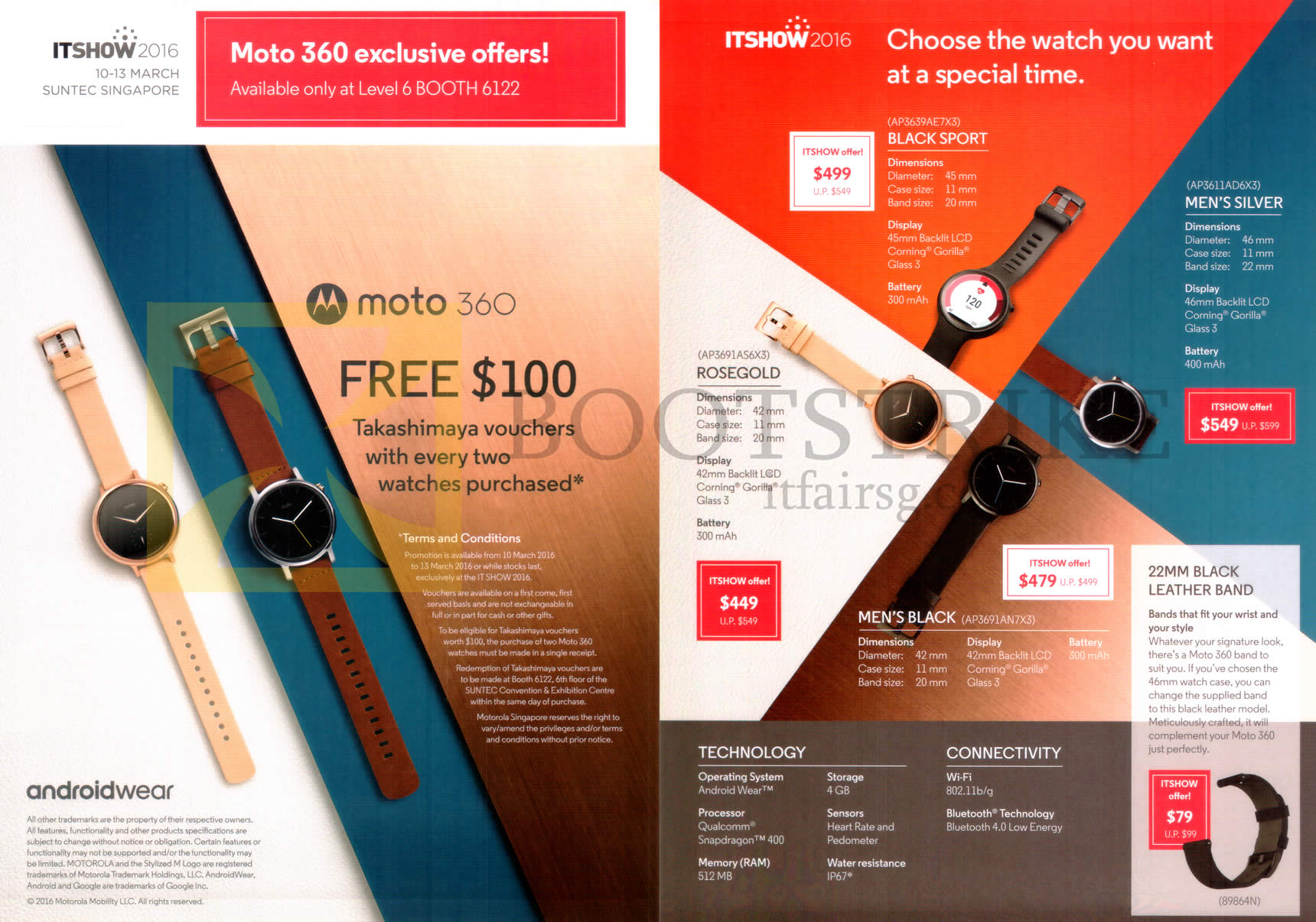 IT SHOW 2016 price list image brochure of Motorola Moto 360 Androidwear, Watches Blacksport, Mens Silver, Rosegold, Mens Black, Technology, Connectivity