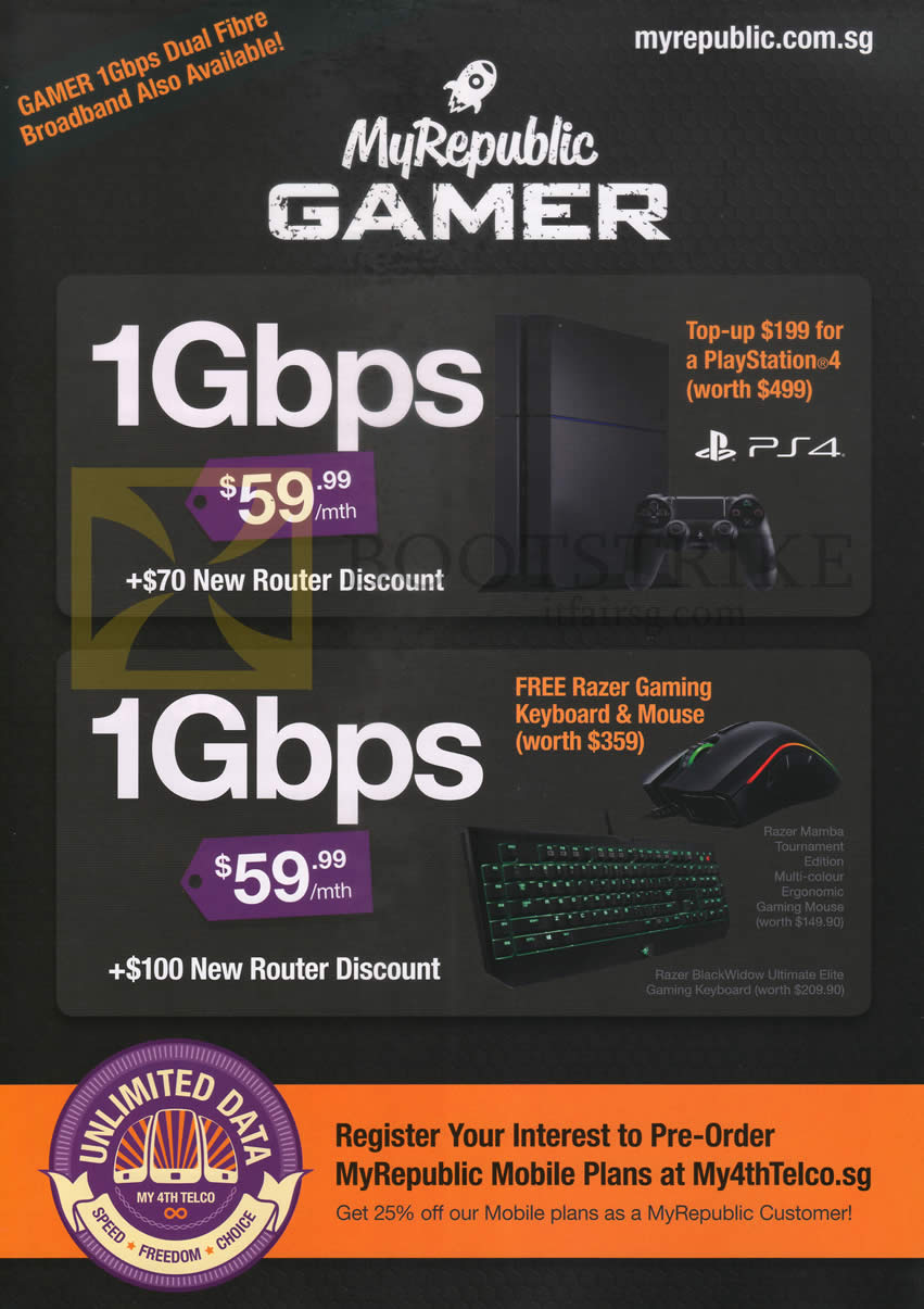 IT SHOW 2016 price list image brochure of MyRepublic Gamer 59.99 1Gbps, Free Razer Gaming Keyboard, Mouse, Router Discount