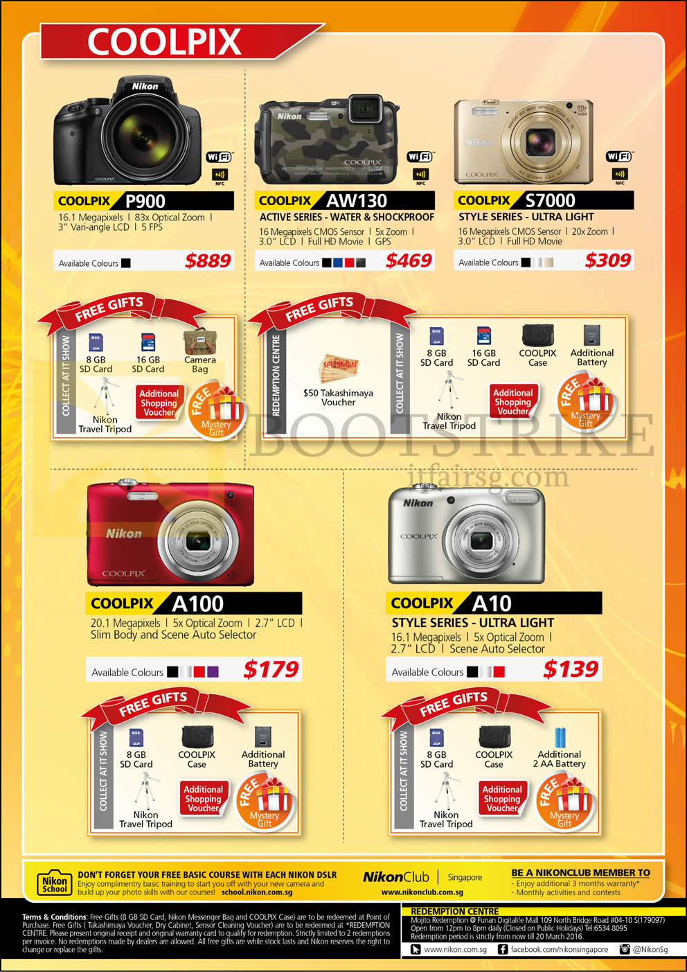 IT SHOW 2016 price list image brochure of Nikon Digital Cameras Coolpix P900, AW130, S7000, A100, A10