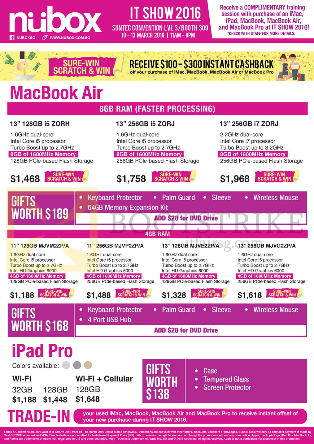IT SHOW 2016 price list image brochure of Nubox Apple Macbook Air Notebook, IPad Pro Tablet