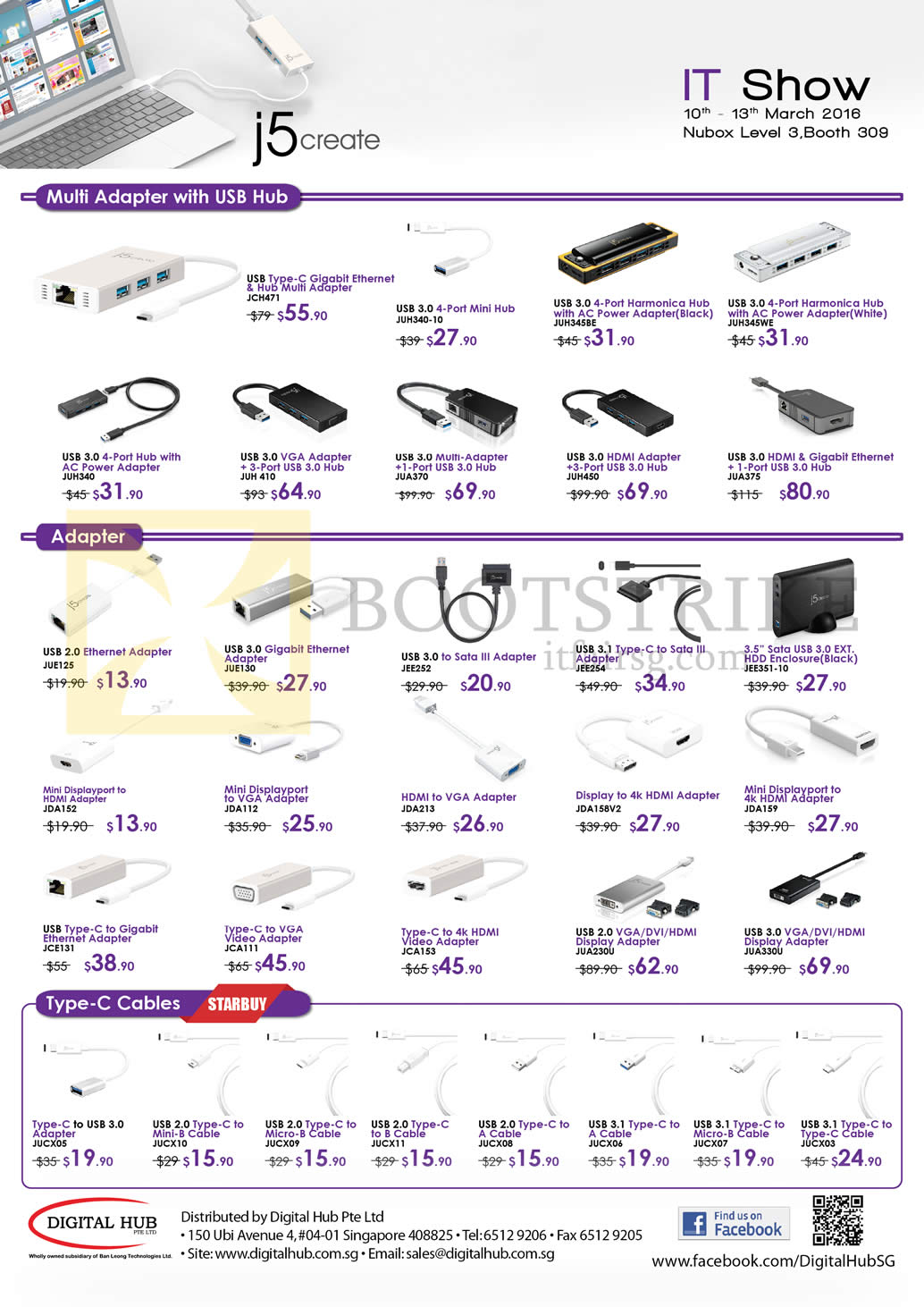 IT SHOW 2016 price list image brochure of Nubox J5 Create Accessories Multi Adapter, Adapter, Type-C Cables