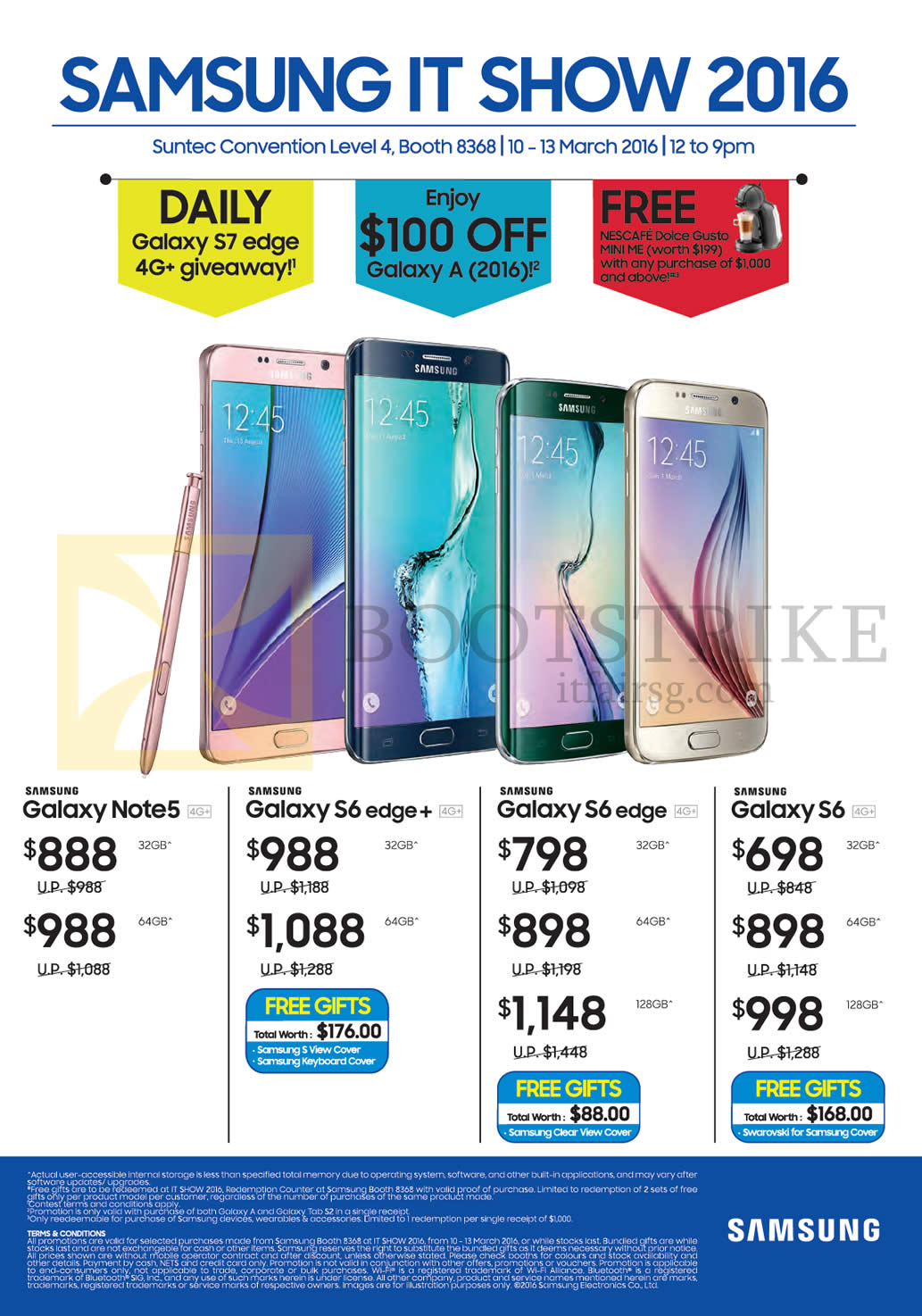 IT SHOW 2016 price list image brochure of Samsung Smartphones Galaxy Note 4 4G, Edge Plus, S6 Edge, S6