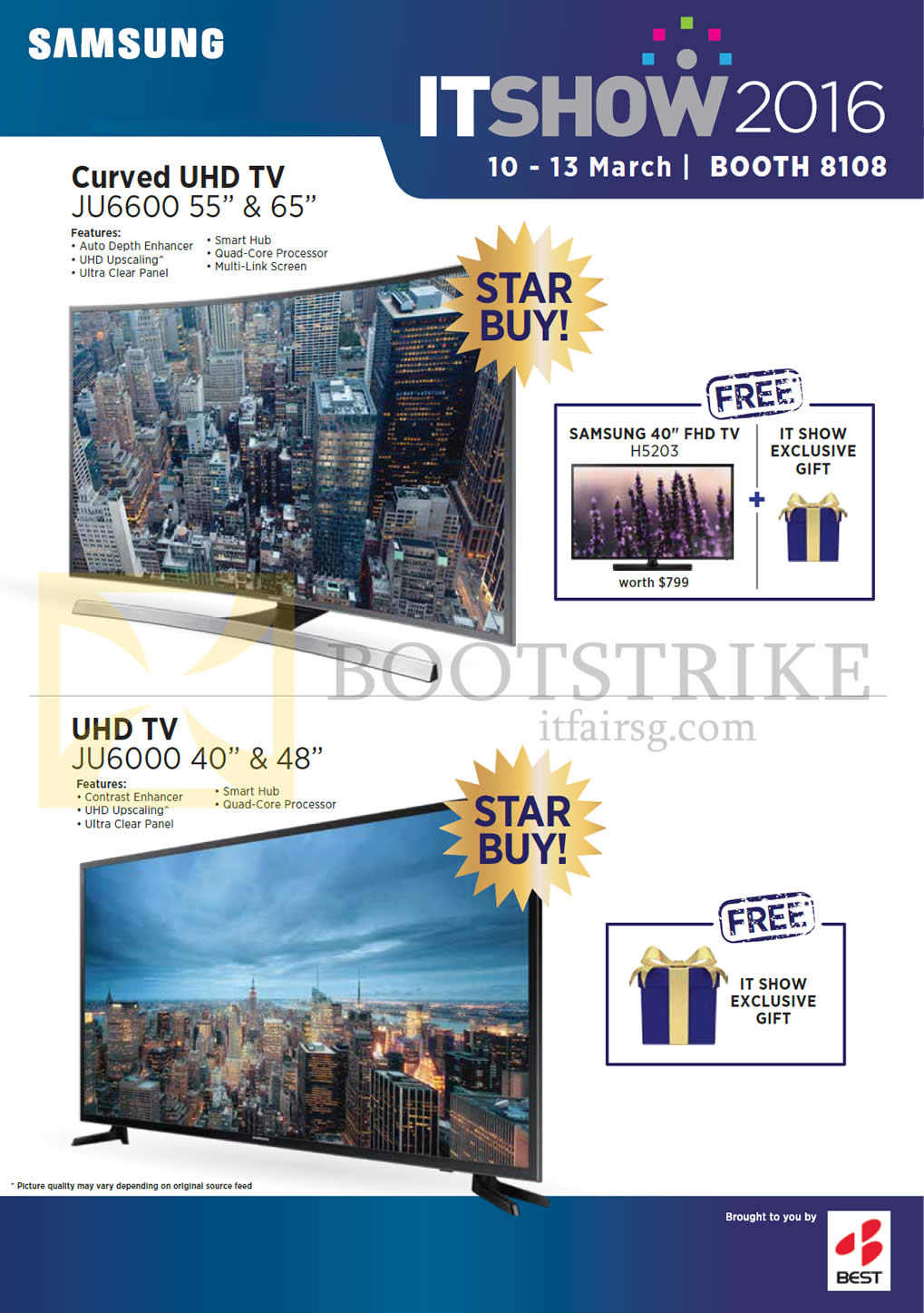IT SHOW 2016 price list image brochure of Samsung TVs (No Prices) Curved UHD JU6600, JU6000
