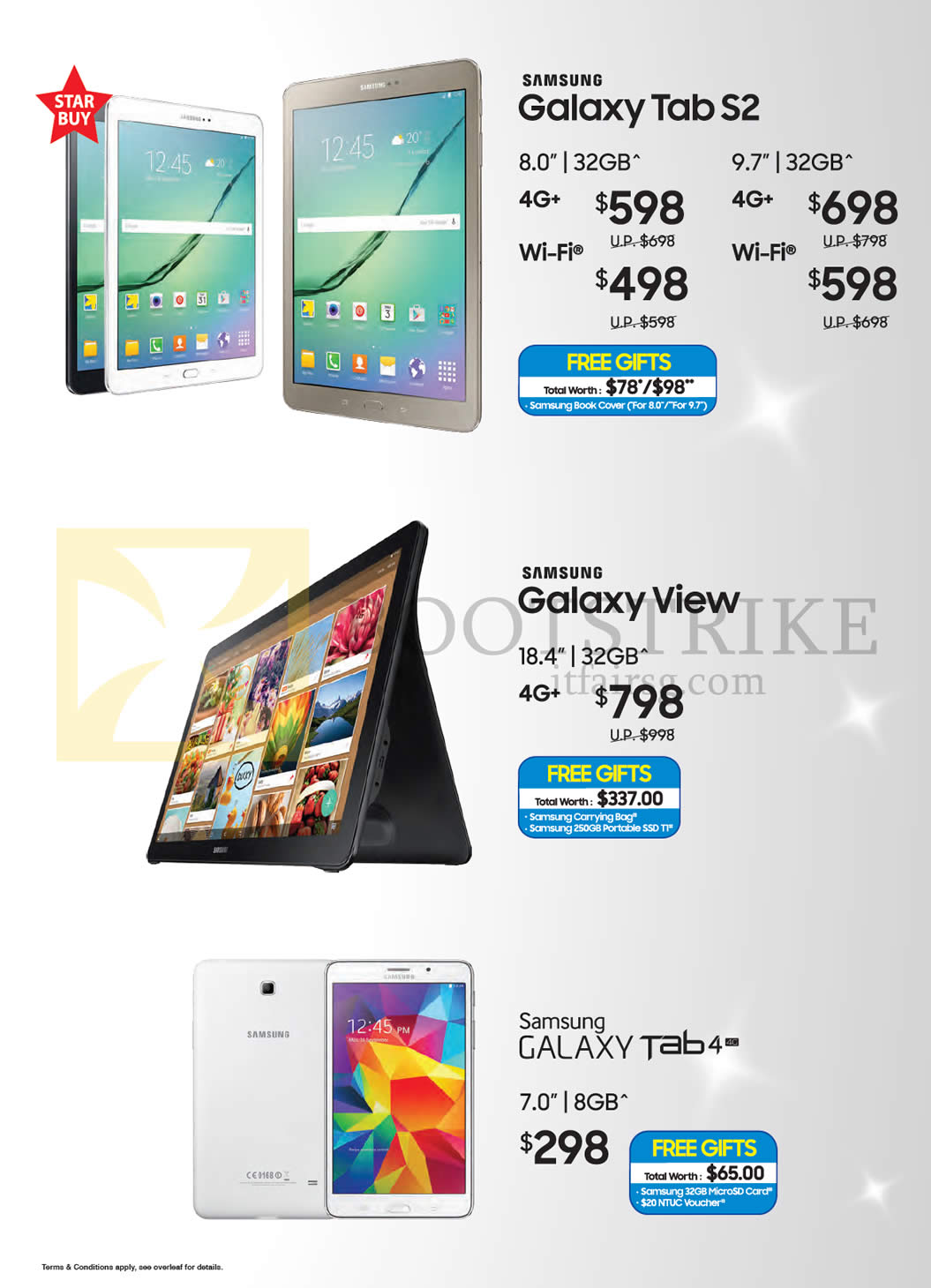 IT SHOW 2016 price list image brochure of Samsung Tablets Tab S2 8.0 9.7, View 18.4, Tab 4 7.0